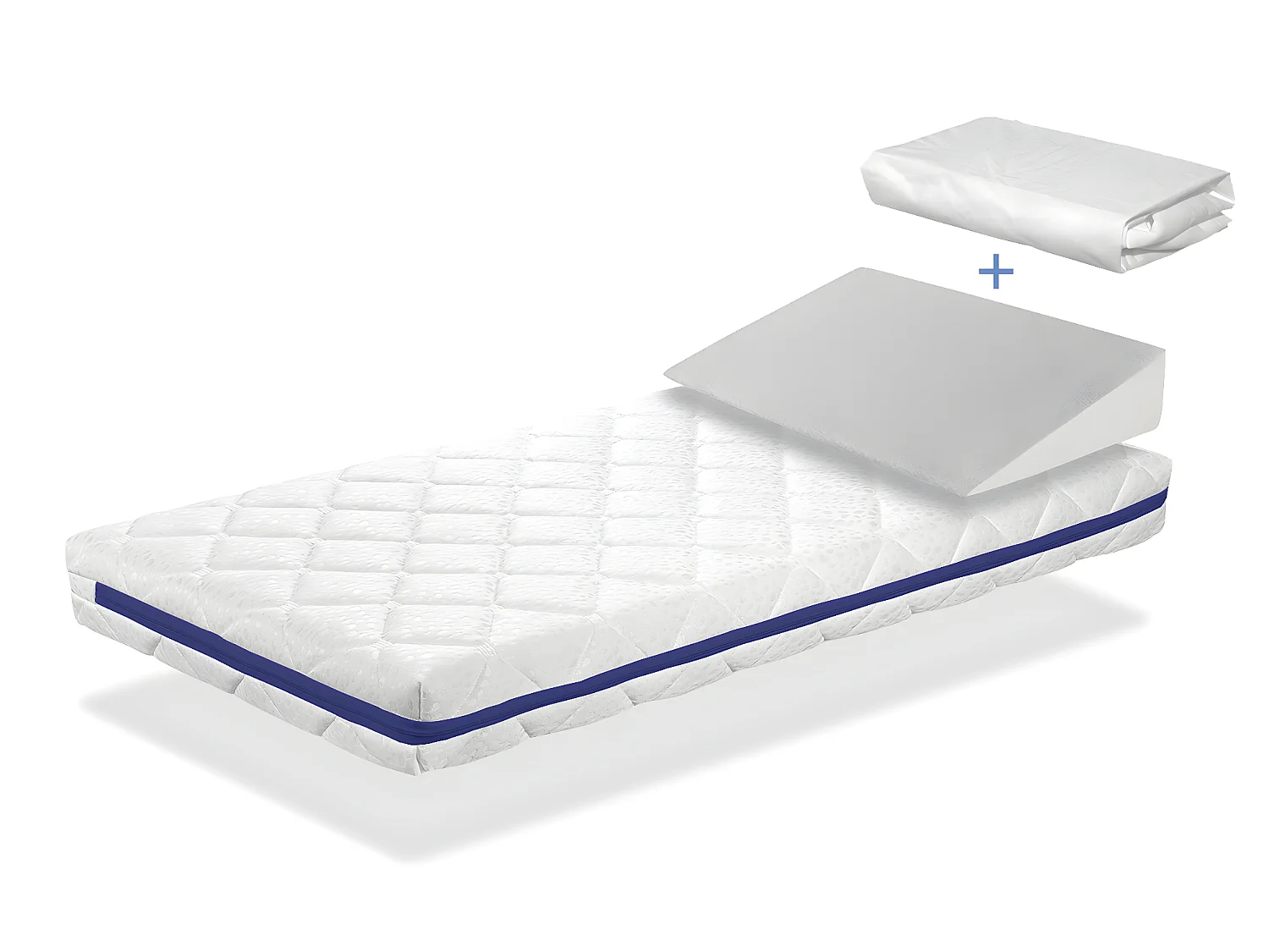 Pack matelas HERMES  70x140 epaisseur  11 cm + plan incline 15º + protege matelas 70x140 cm