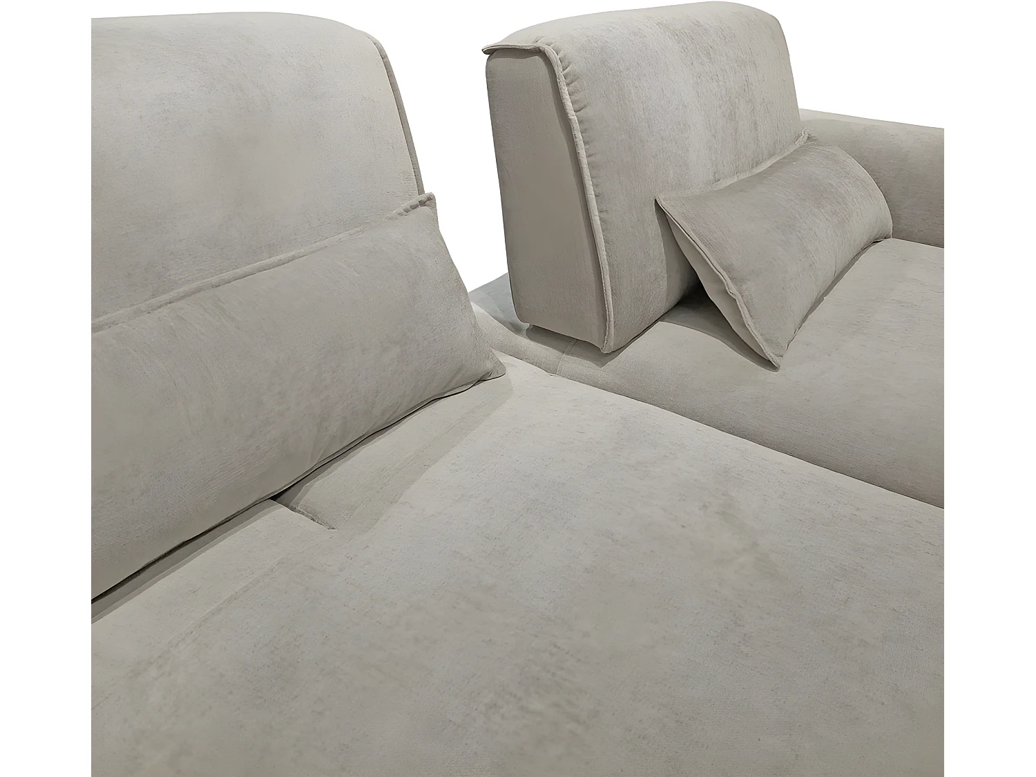 Canapé angle droit tissu microfibre taupe dossiers réglables - BILLY