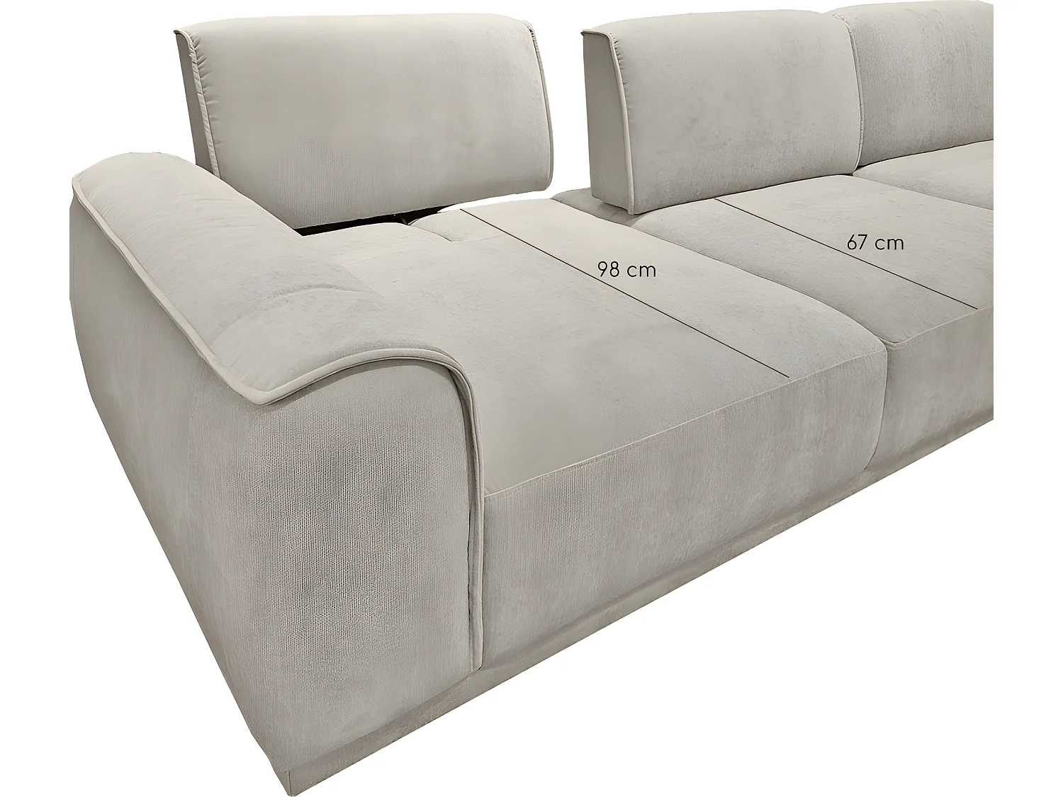 Canapé angle droit tissu microfibre taupe dossiers réglables - BILLY