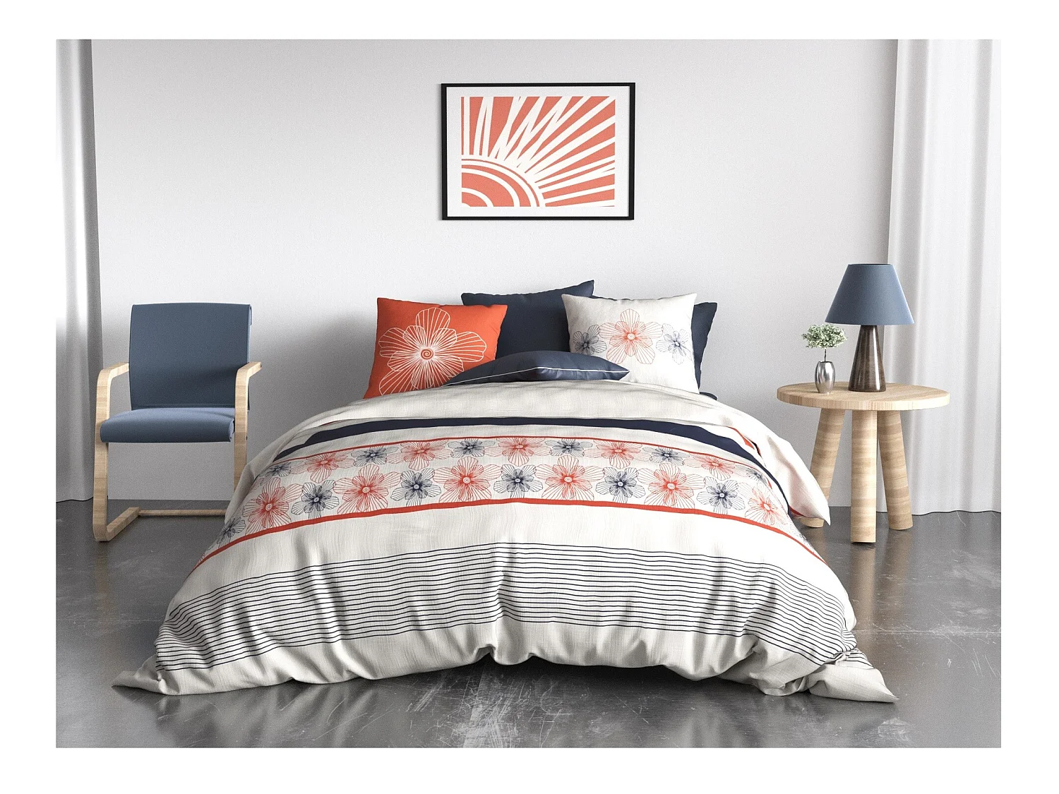 Housse de couette + 2 taies 240 x 260 cm Elegance