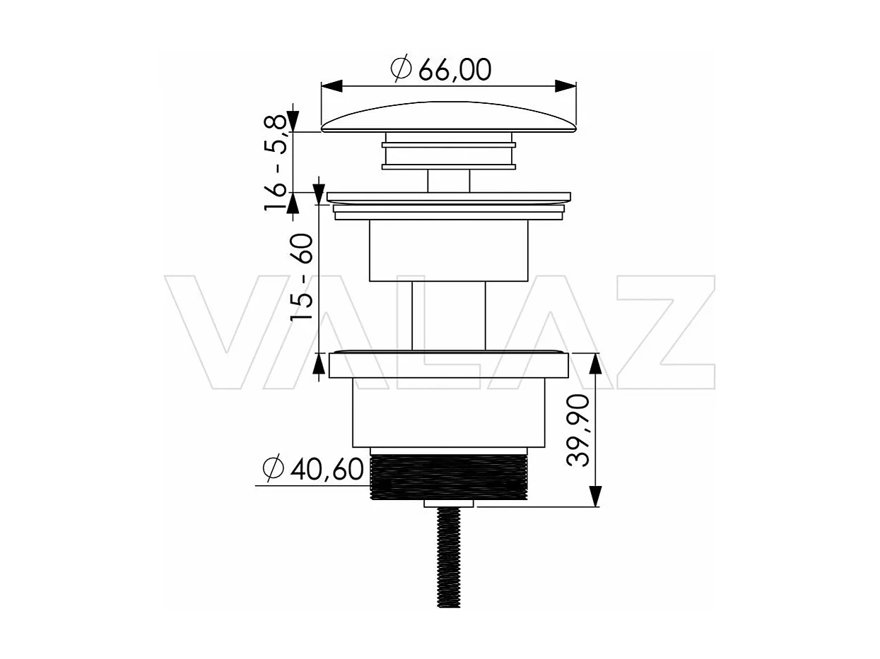 Bonde lavabo or ancien pour vasques avec ou sans trop-plein