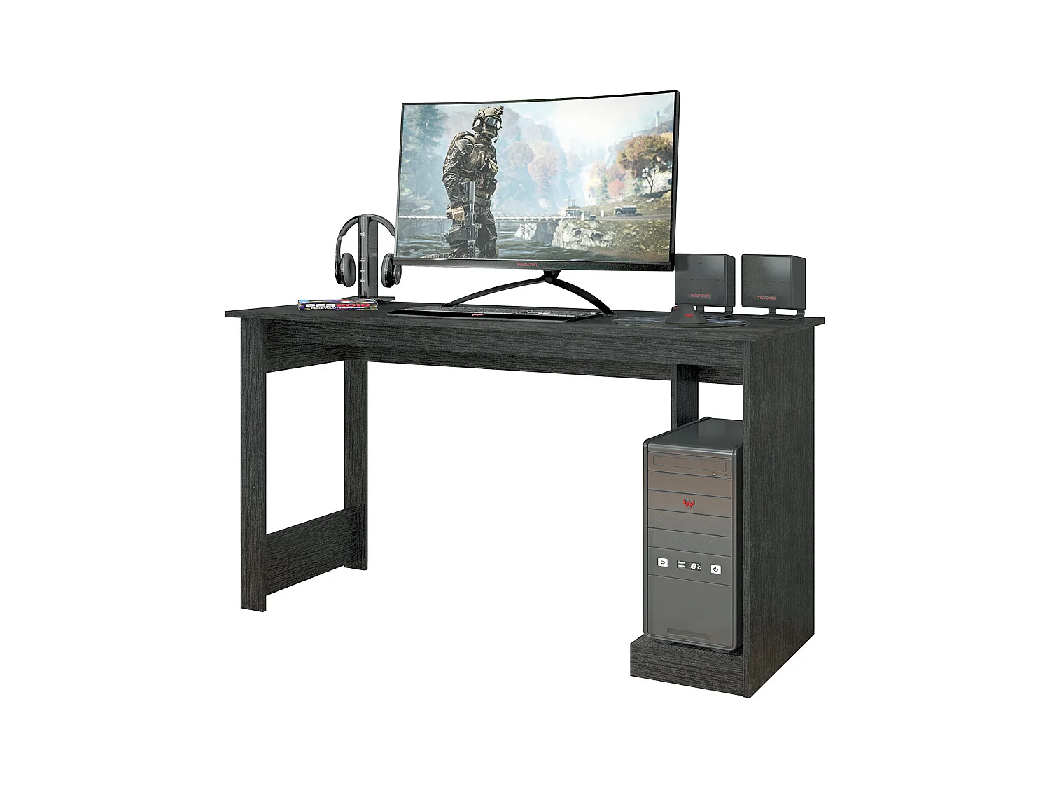 Table Ordinateur Nevada 75X136X54Cm Noir - Venprodin