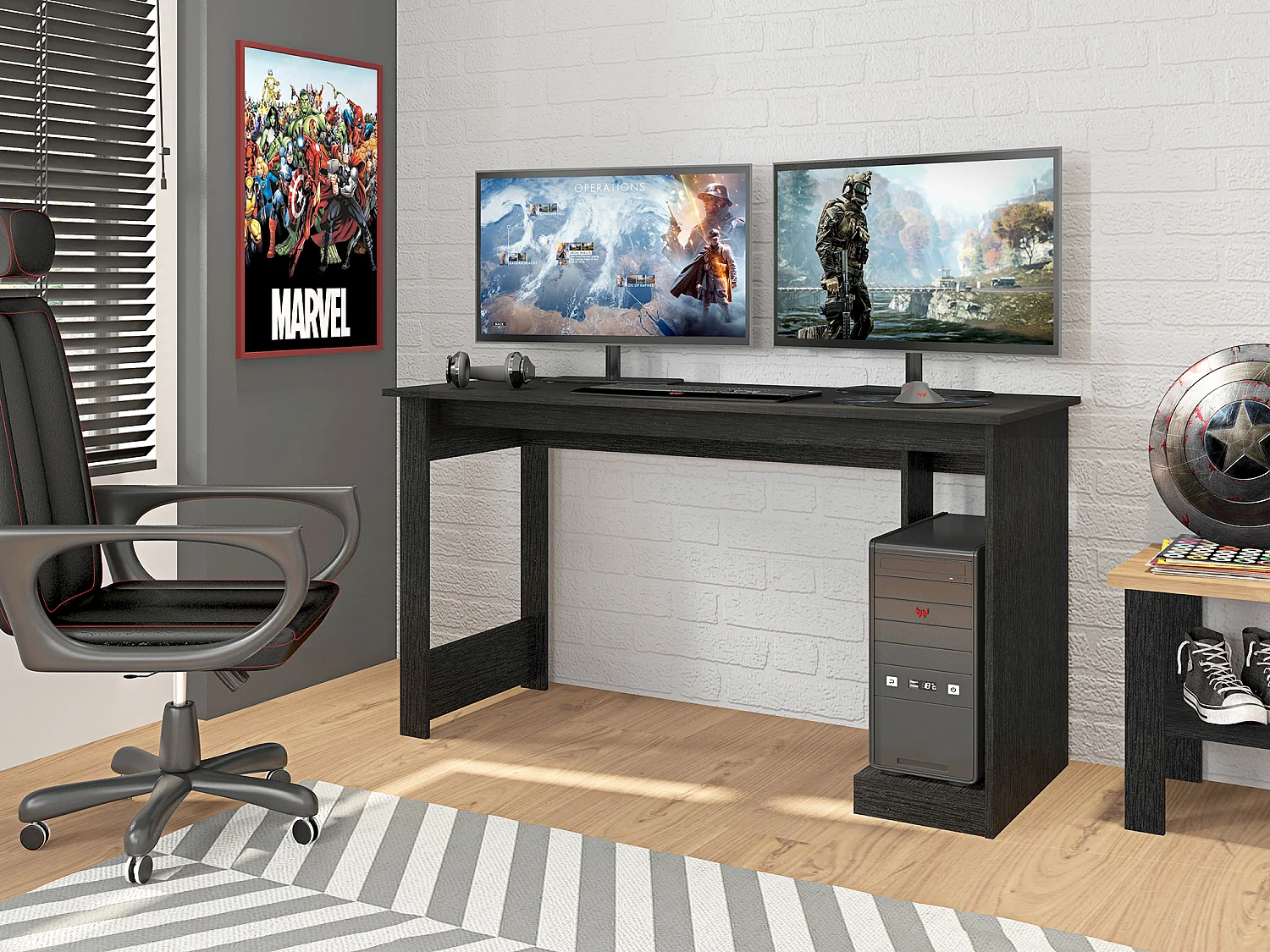 Mesa Ordenador Nevada 75X136X54CmNegro - Venprodin