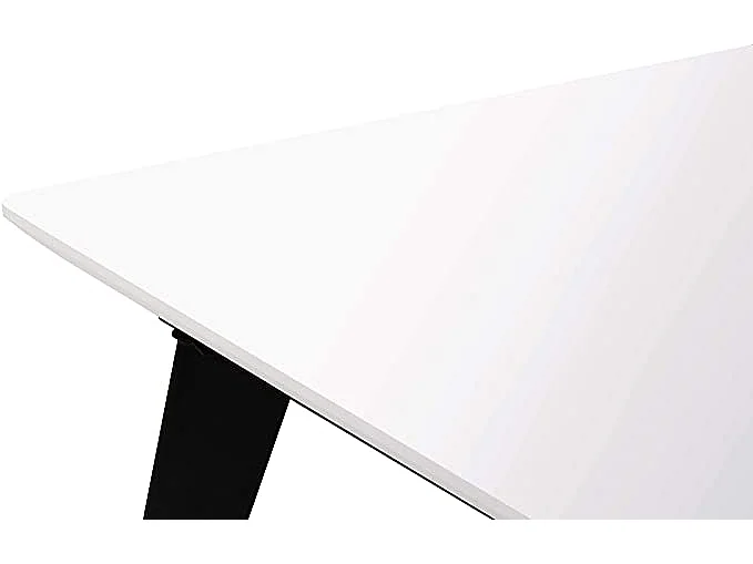 Sala de estar ou mesa de jantar fixa branca com pés de metal