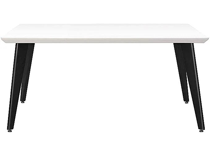 Sala de estar ou mesa de jantar fixa branca com pés de metal