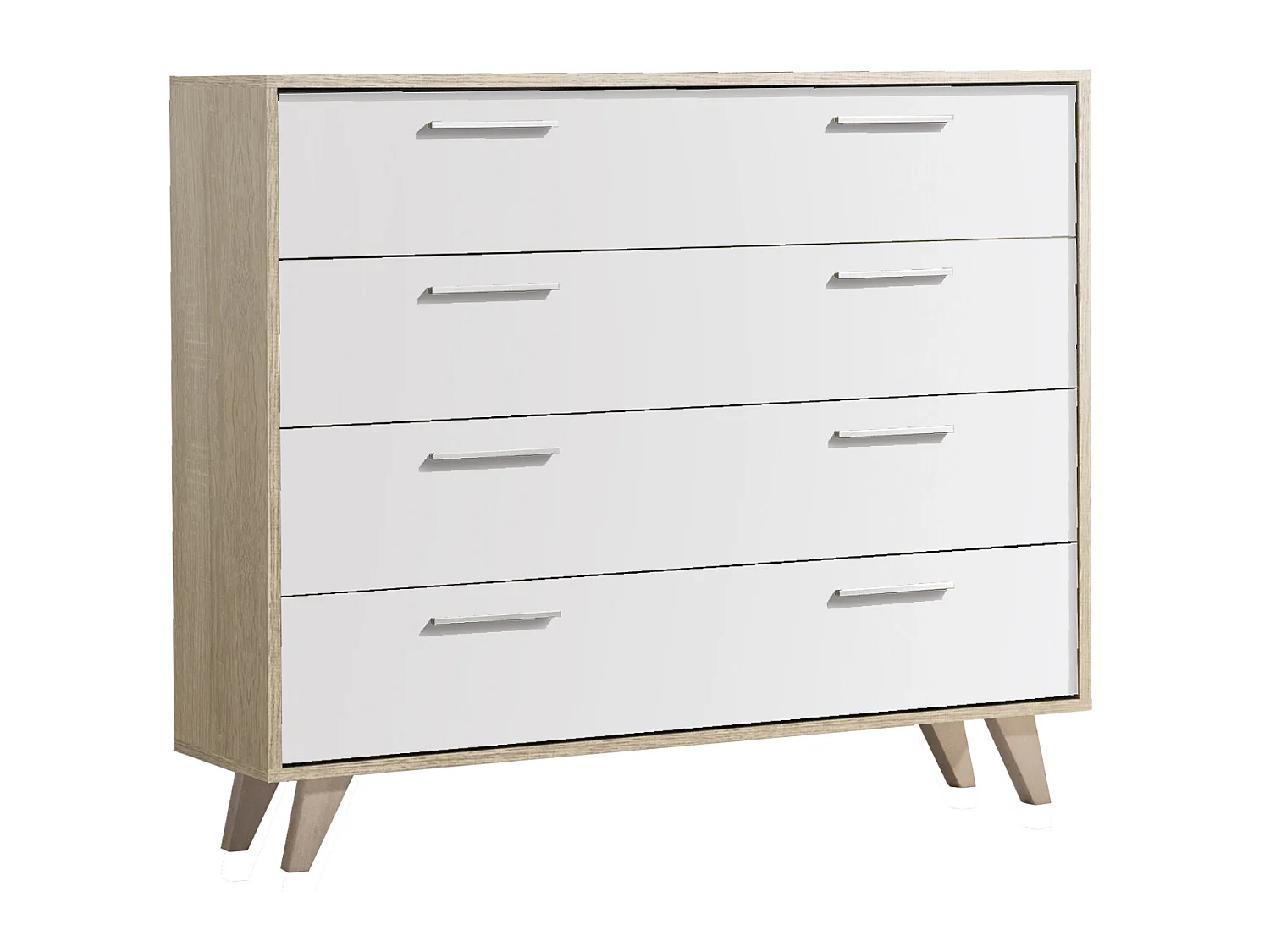 Commode 4 Tiroirs Urban 82X103X35Cm Cambrian-Blanc - Venprodin