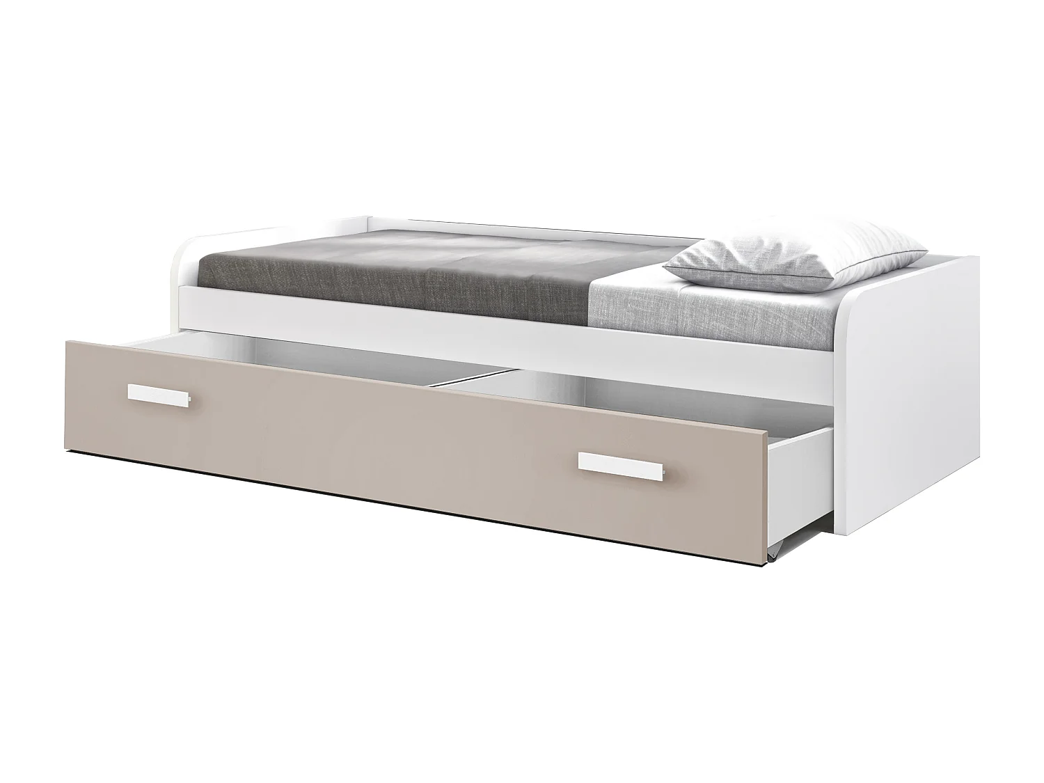 Lit Nid 90cm 54X201X113Cm Blanc-Cappuccino - Venprodin