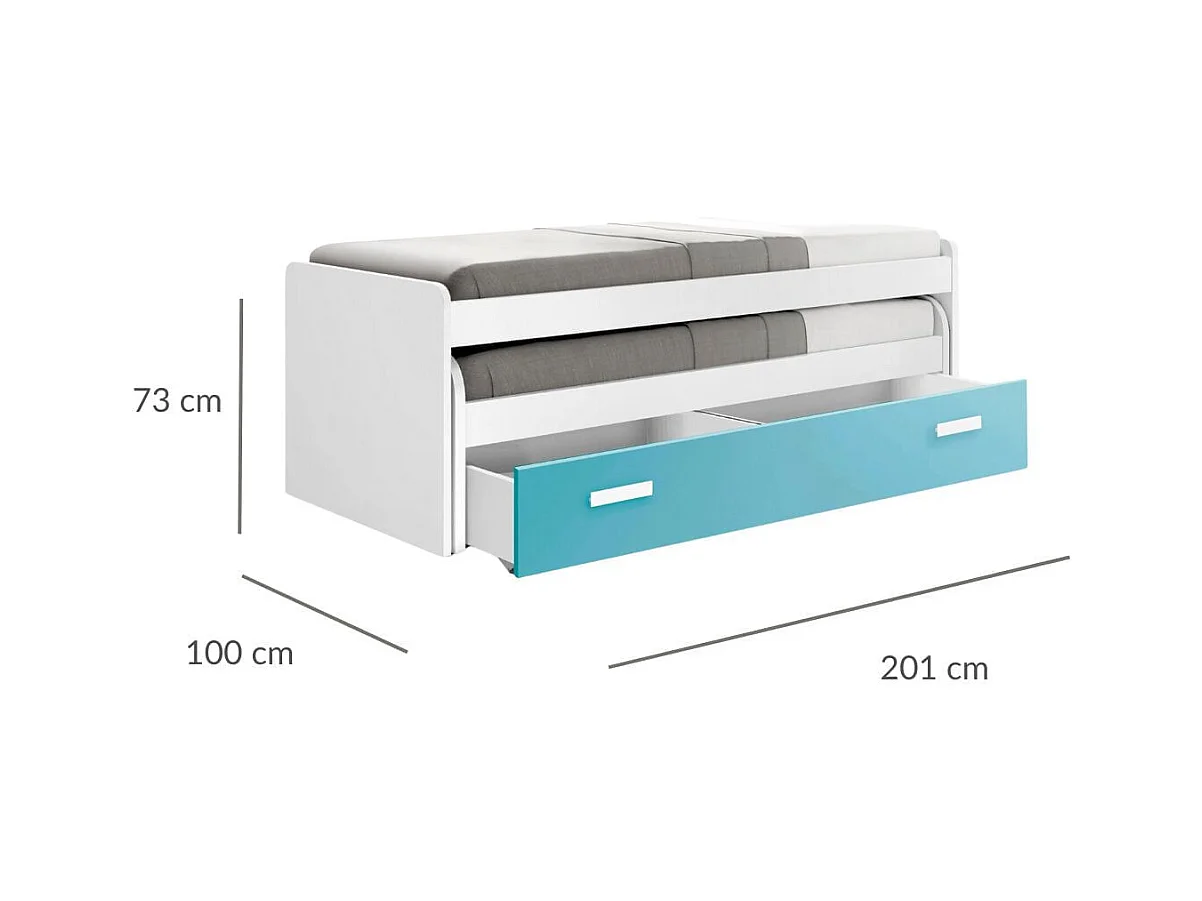 Lit Compact 90cm 73X201X100Cm Blanc-Caraïbes - Venprodin