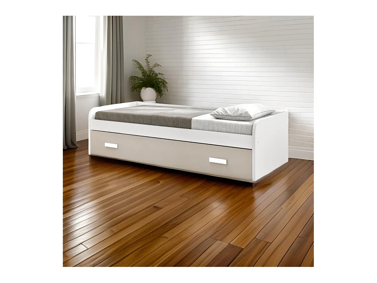 Cama Gaveta - 105 Cm 54X190X113Cm - Branco-Cappuccino