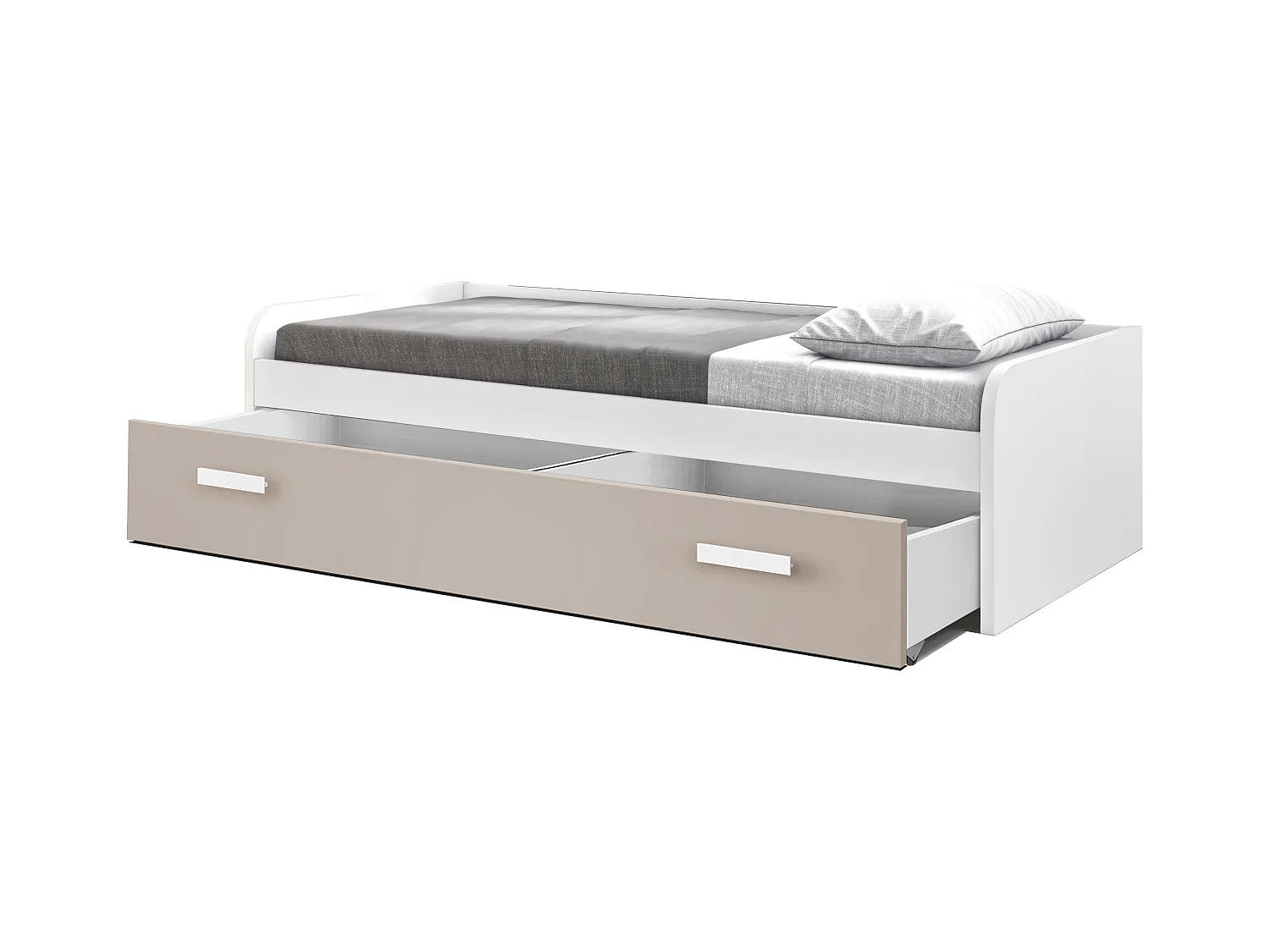 Cama Gaveta - 105 Cm 54X190X113Cm - Branco-Cappuccino