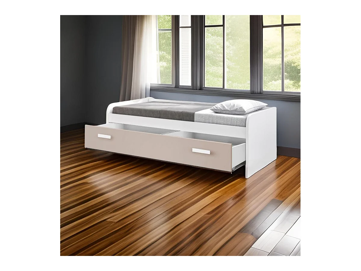 Cama Gaveta - 105 Cm 54X190X113Cm - Branco-Cappuccino