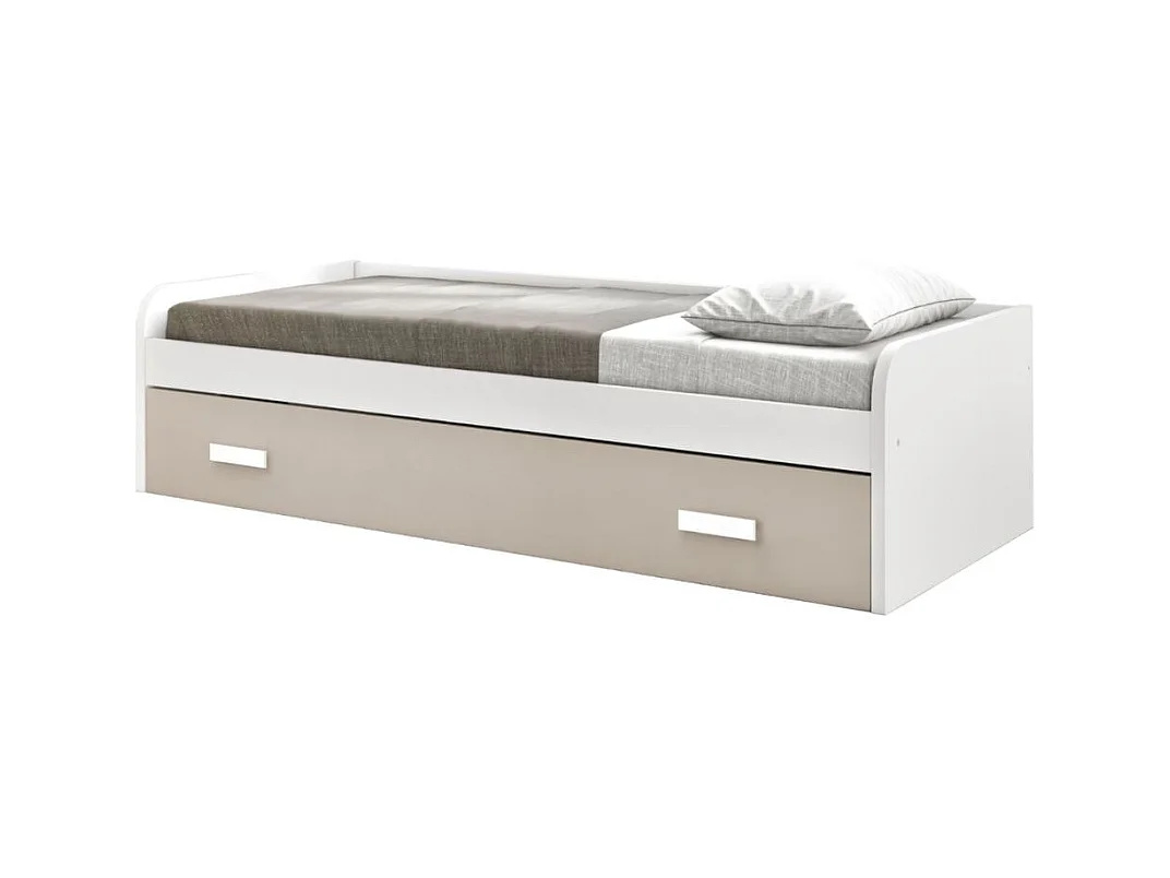 Cama Gaveta - 105 Cm 54X190X113Cm - Branco-Cappuccino