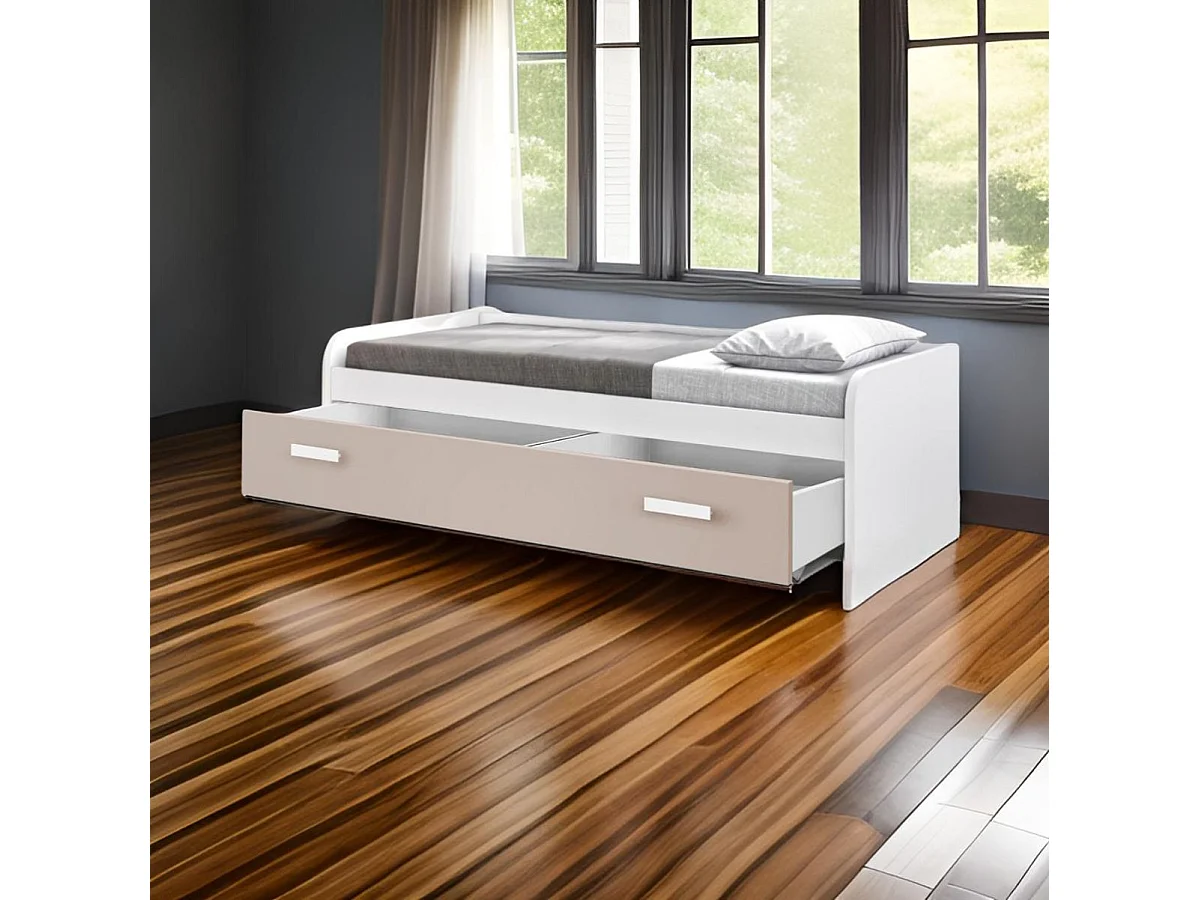 Lit Nid 105 Cm 54X201X113Cm Blanc-Cappuccino