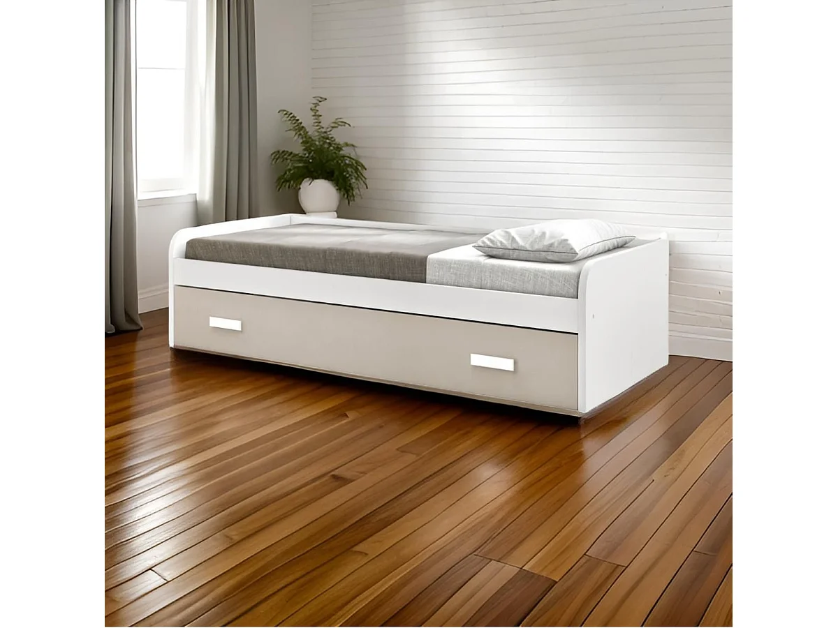 Lit Nid 105 Cm 54X201X113Cm Blanc-Cappuccino