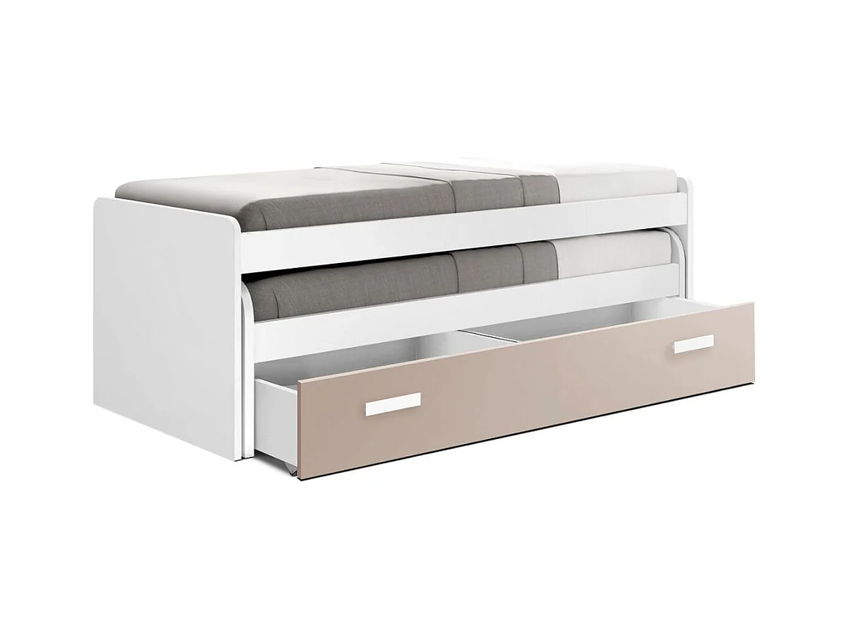 Lit Compact 105 Cm 73X201X115Cm Blanc-Capuccino