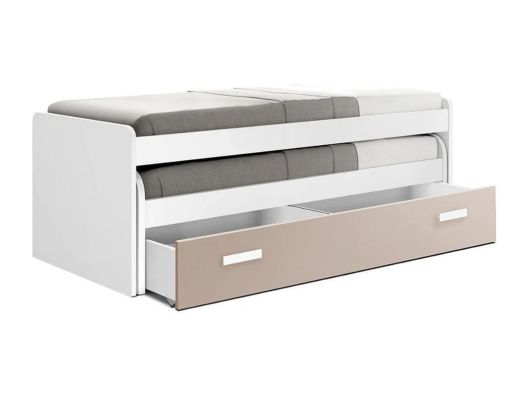 Cama Compacta - 90 Cm 73X201X100Cm - Branco-Cappuccino