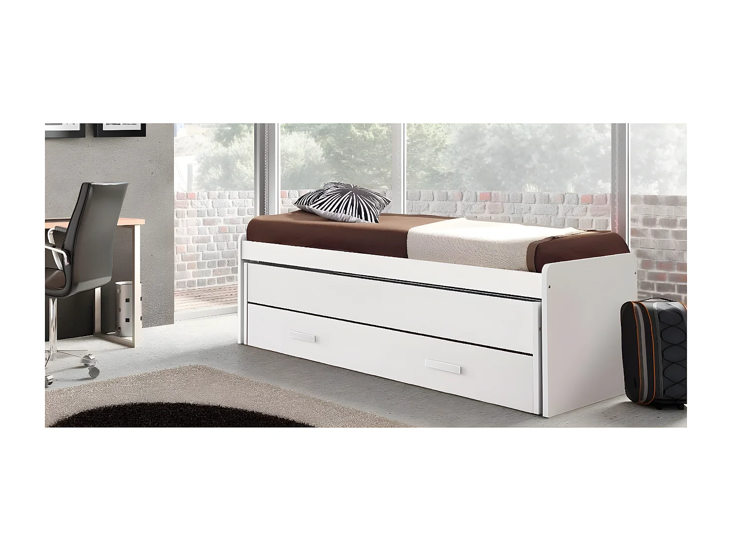 Lit Compact 90cm 73X201X100Cm Blanc