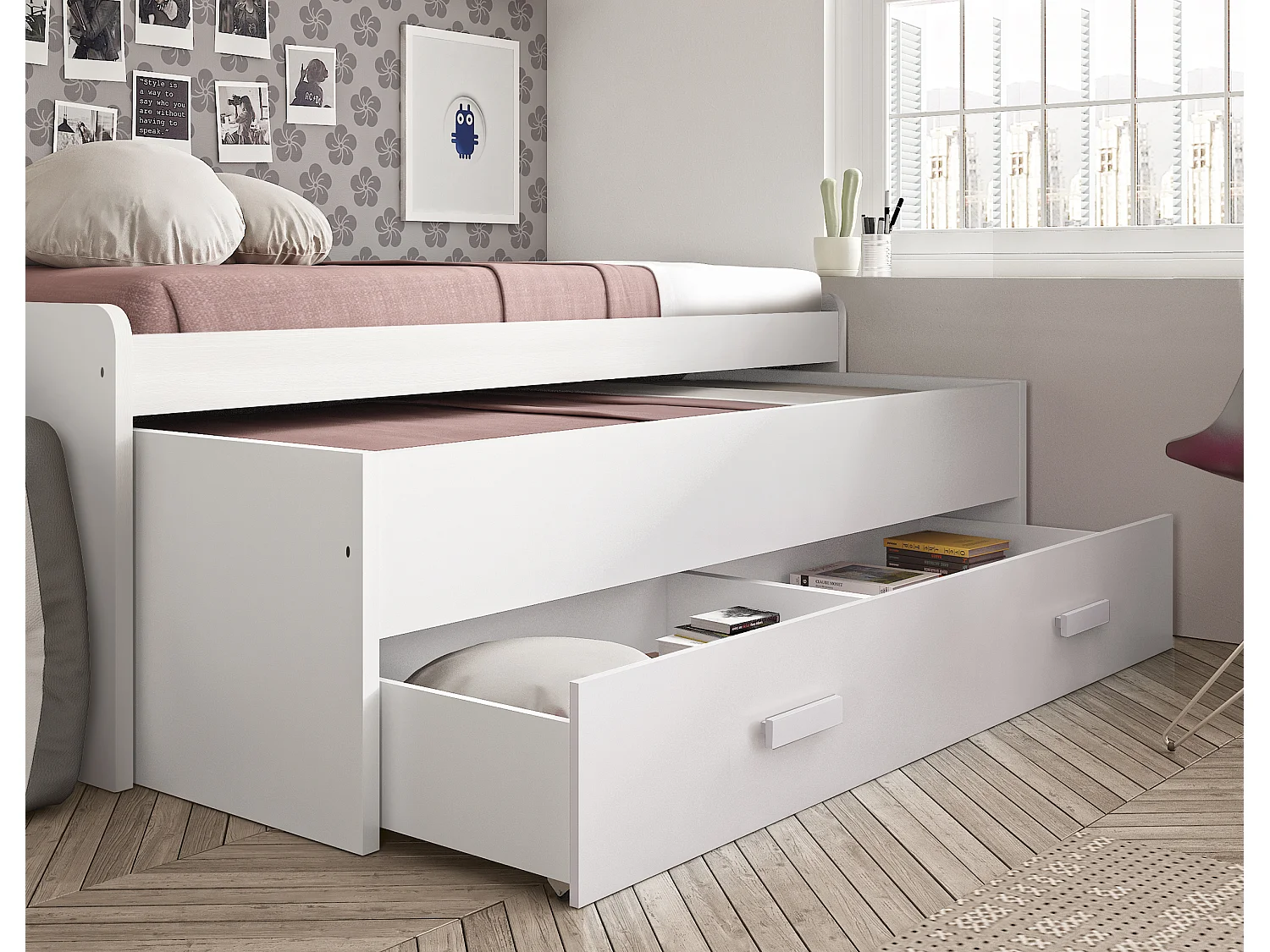 Cama Compacta - 105 Cm 73X201X115Cm - Branca