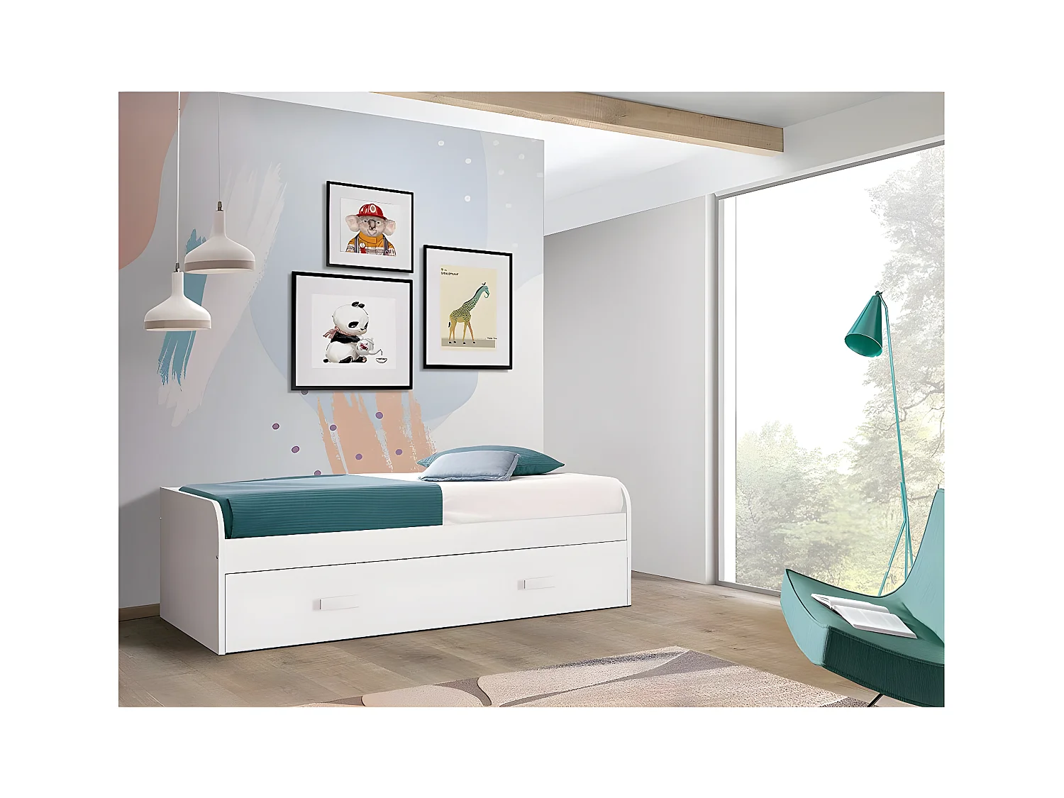 Cama Gaveta - 105 Cm 54X190X113Cm - Branca