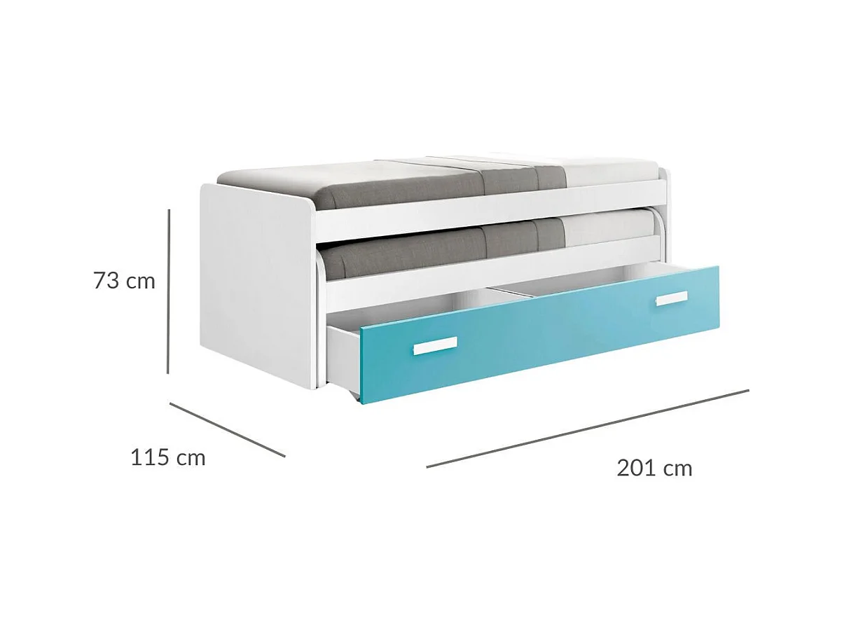 Cama Compacta - 105 Cm 73X201X115Cm - Branco-Caribe