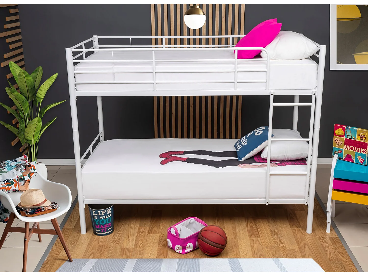 Lit superposé moderne en métal blanc - Venprodin