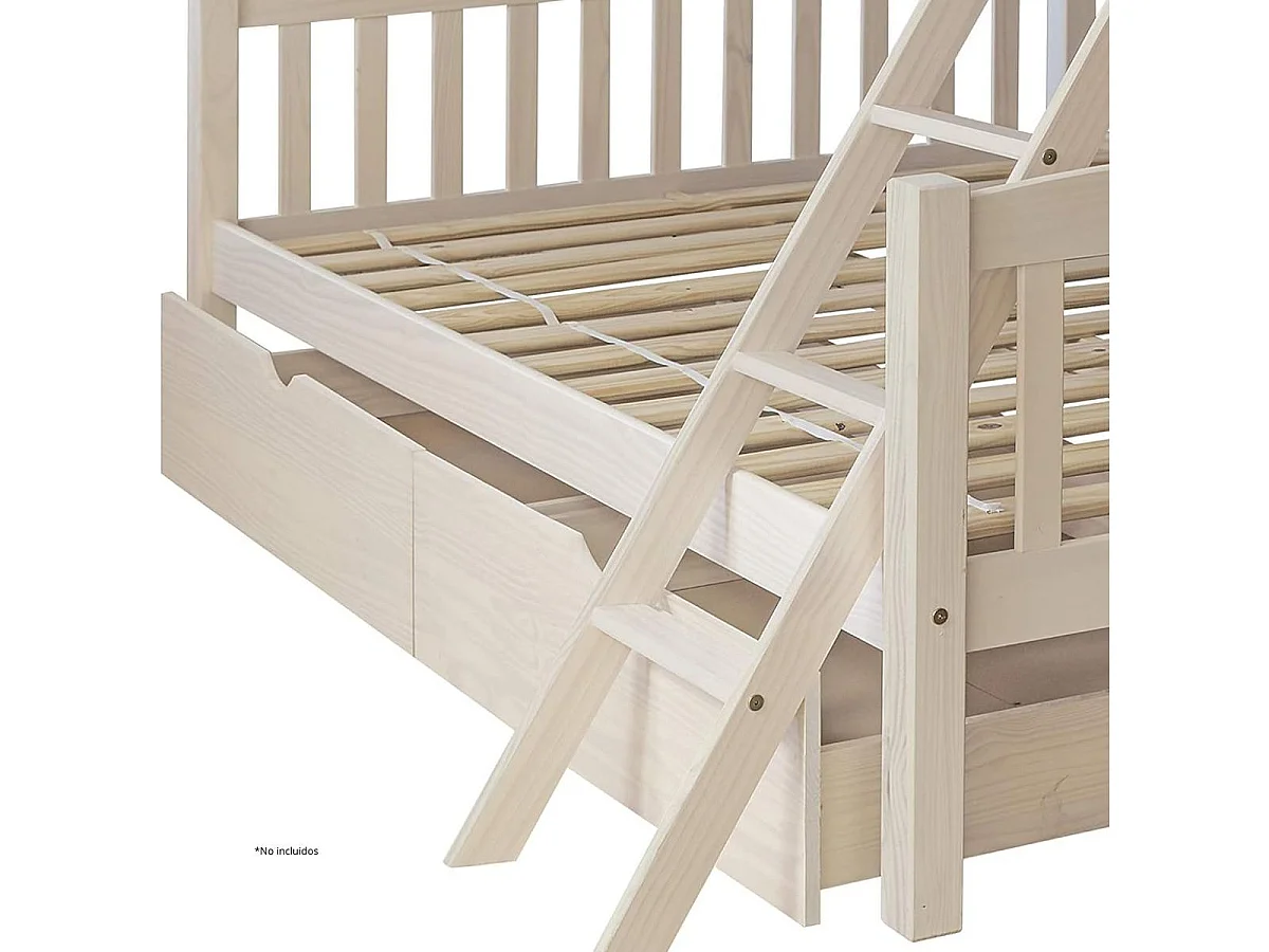 Beliche Triplo Duplo Duplo Infantil em Madeira Maciça 190x90/190x135 - Cor Branca