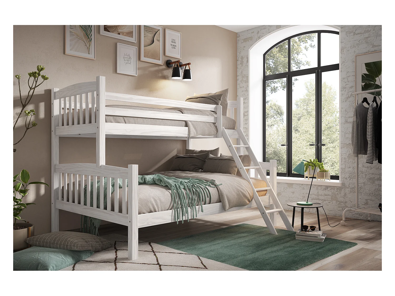 Lit superposé triple enfant 190x90/190x135cm Blanc - Venprodin