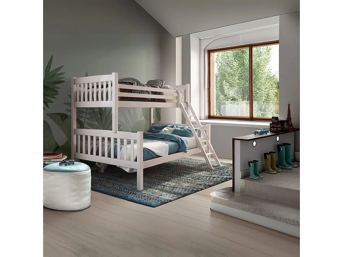 Beliche Triplo Duplo Duplo Infantil em Madeira Maciça 190x90/190x135 - Cor Branca