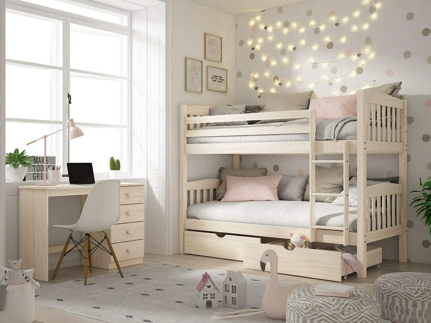 Beliche em Madeira Maciça de Pinho 156H x 205W x 100P - Branco Lavado