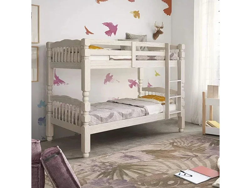 TURNED BUNK BUNK Youth Blanc + MATELAS A MÉMOIRE 20cm - Venprodin