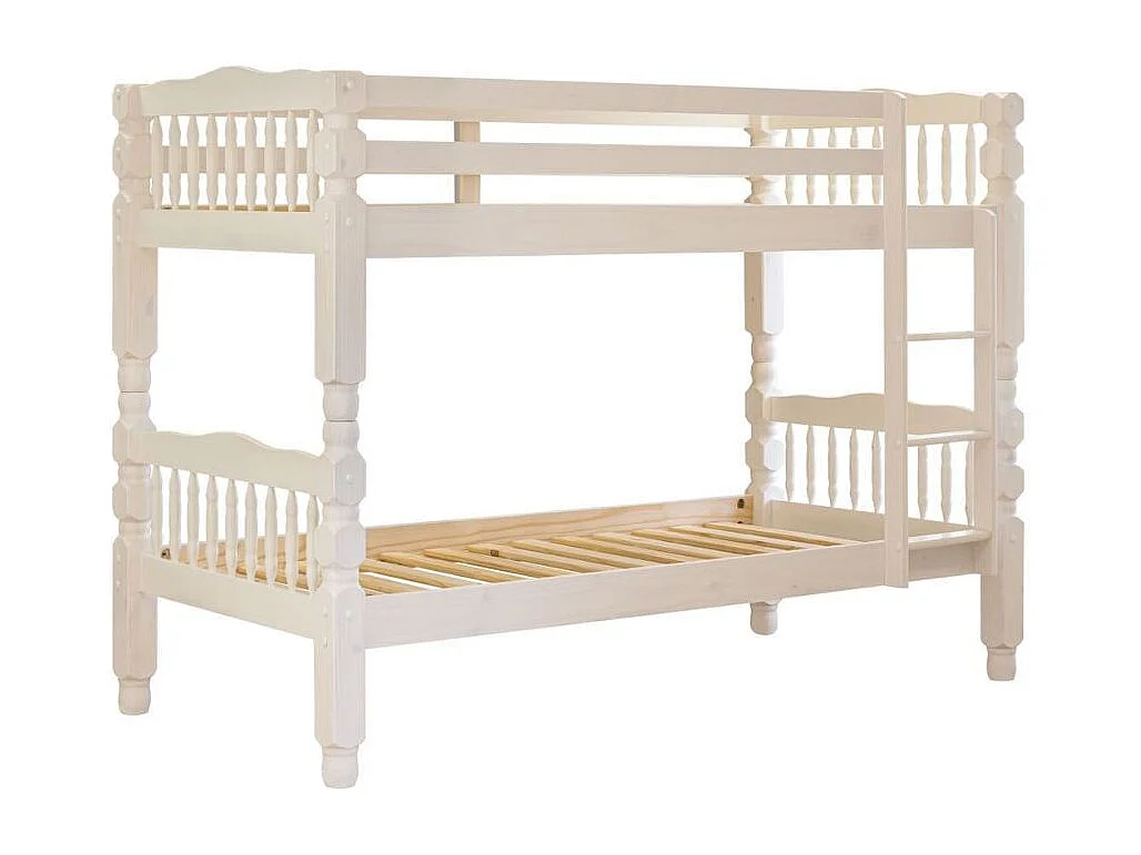 TURNED BUNK BUNK Youth Blanc + MATELAS A MÉMOIRE 20cm - Venprodin