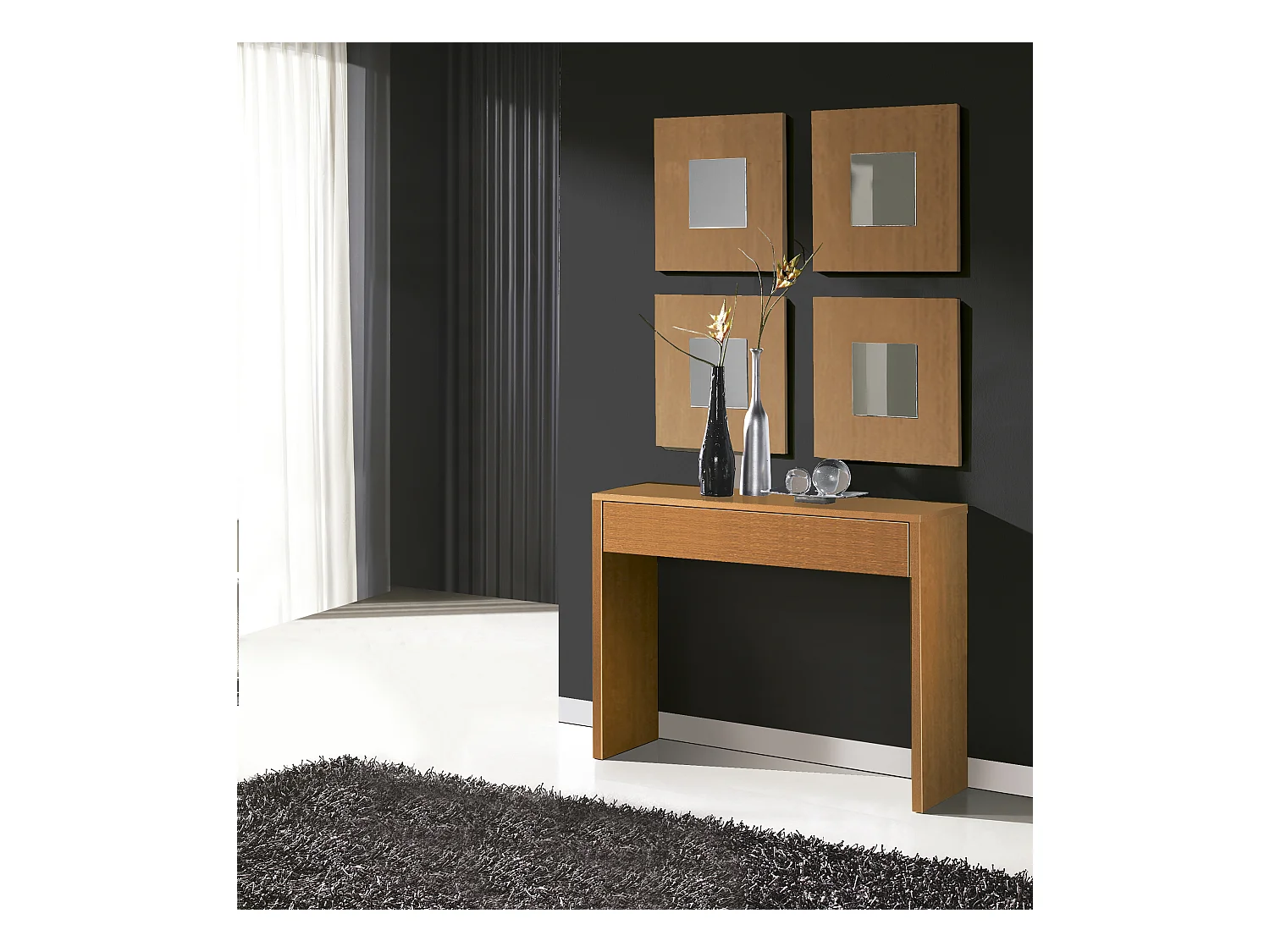 Console 1 Tiroir 76X100X30Cm Merisier - Venprodin