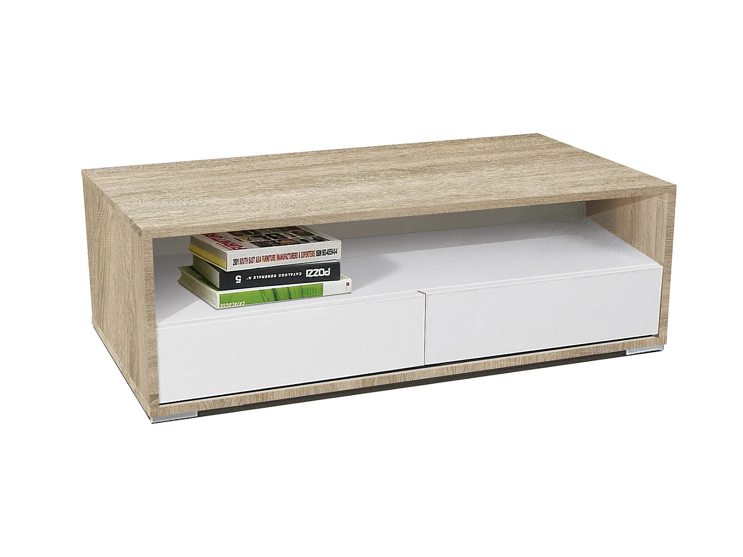 Mesa de Centro - 2 Gavetas 41X103X51Cm - Cambriano-Branco