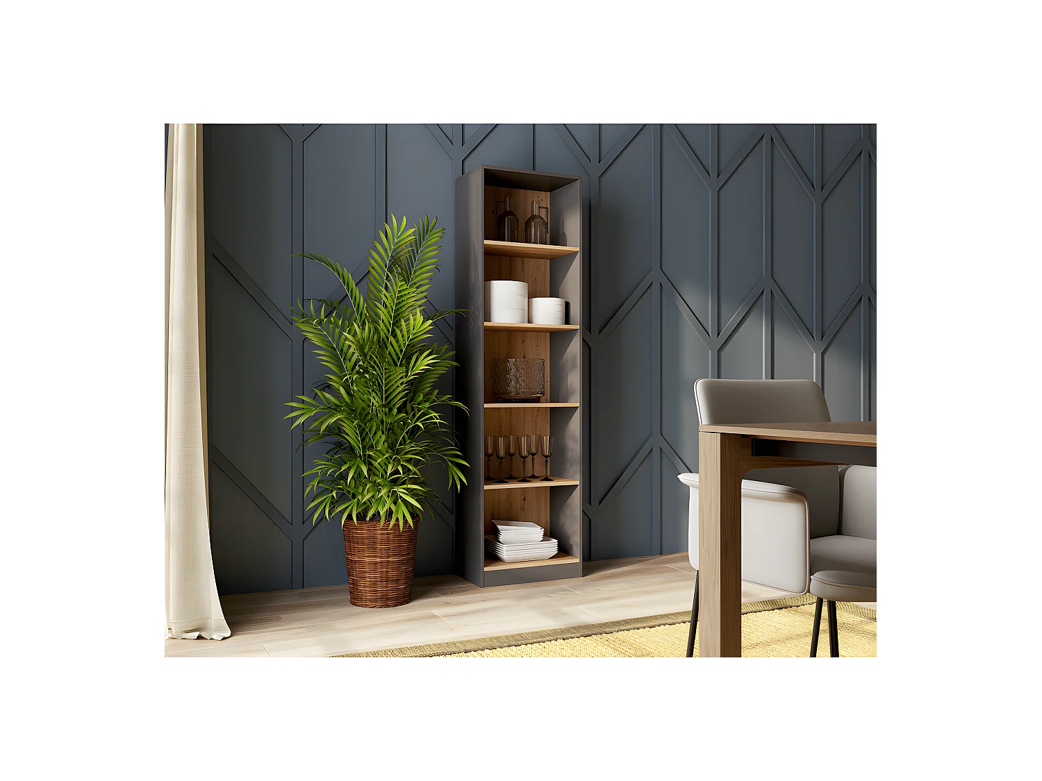 KAFFI - Librería de salón de estilo escandinavo - 50x30x181 - 5 baldas - Librería