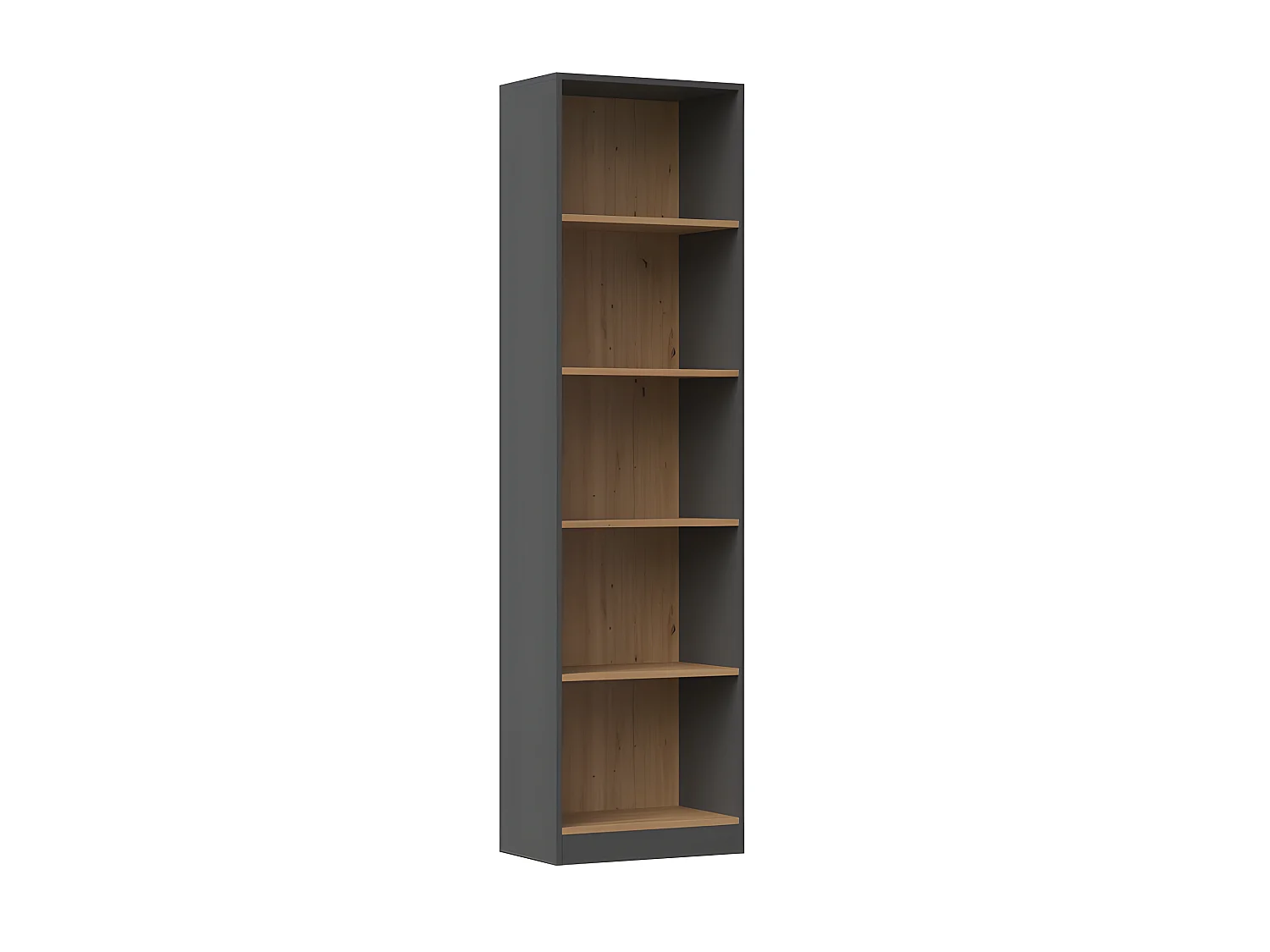 KAFFI - Bibliothèque style scandinave salon - 50x30x181 - 5 tablettes - Étagère à livres