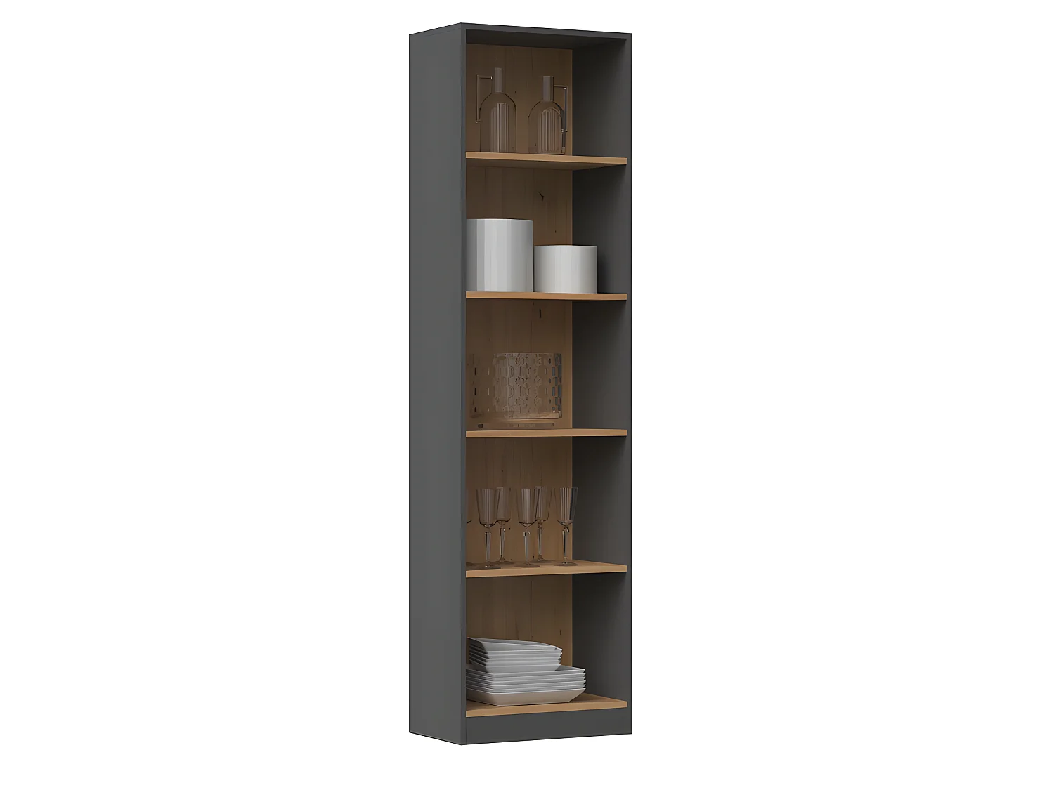 KAFFI - Librería de salón de estilo escandinavo - 50x30x181 - 5 baldas - Librería