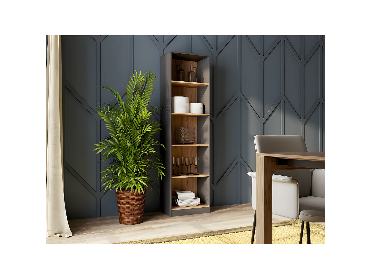 KAFFI - Librería de salón de estilo escandinavo - 50x30x181 - 5 baldas - Librería