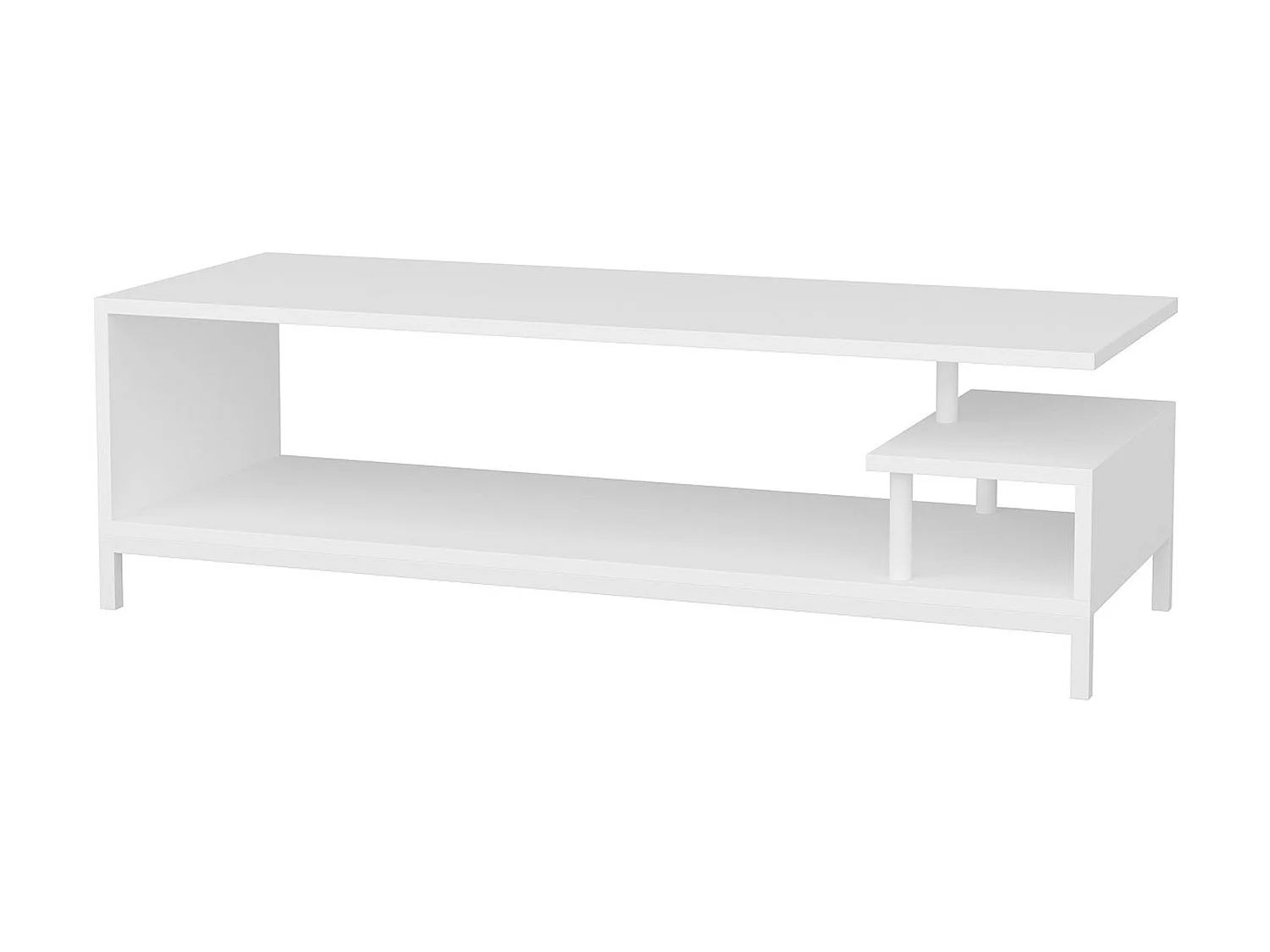 Meuble tv sena design 100 % panneau de particules plaqué mélaminé en couleur blanc 120x37,6x44,6cm