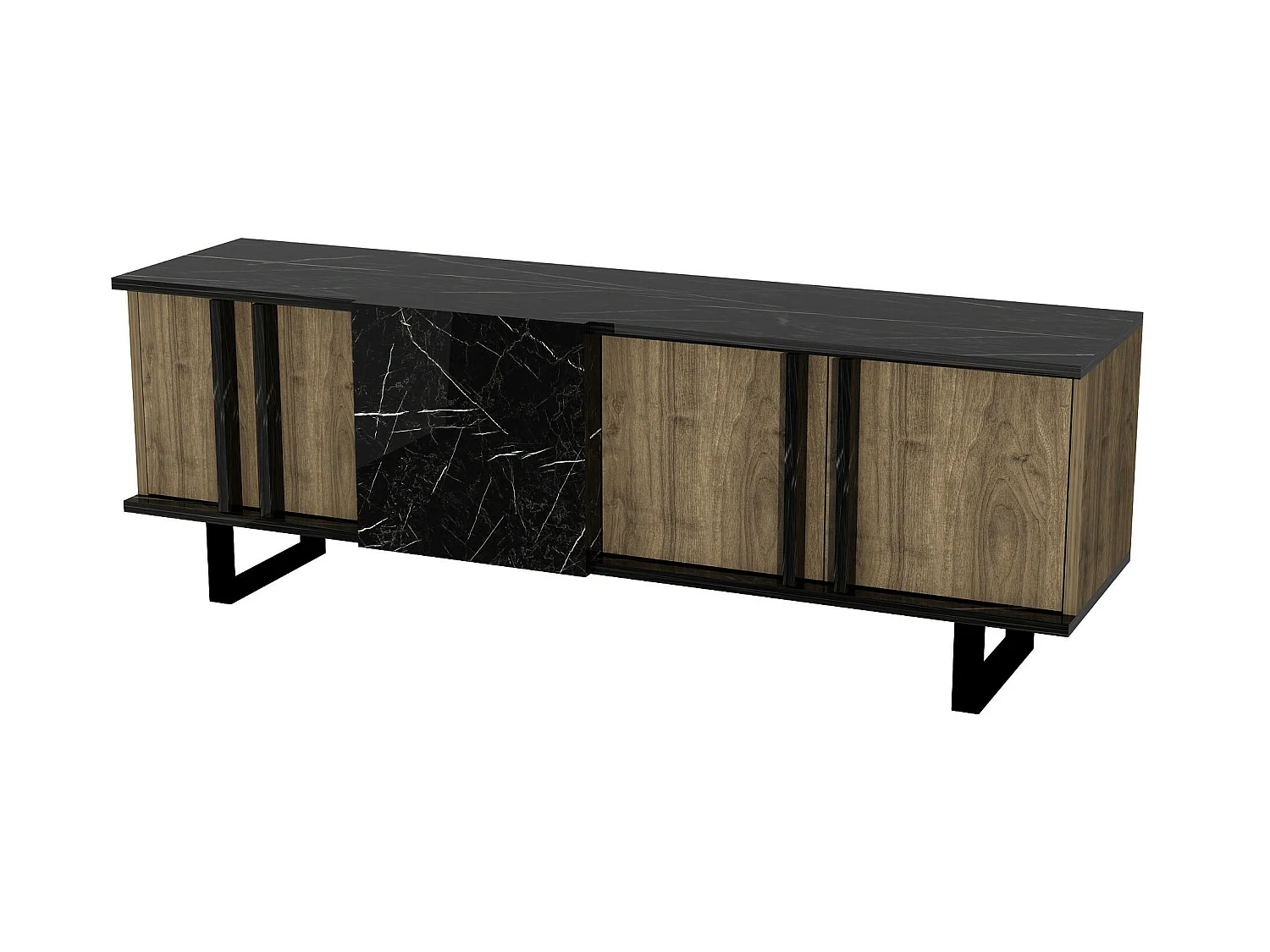 Mesa tv,100% tablero de aglomerado rechapado en melamina, color nogal h.37,1