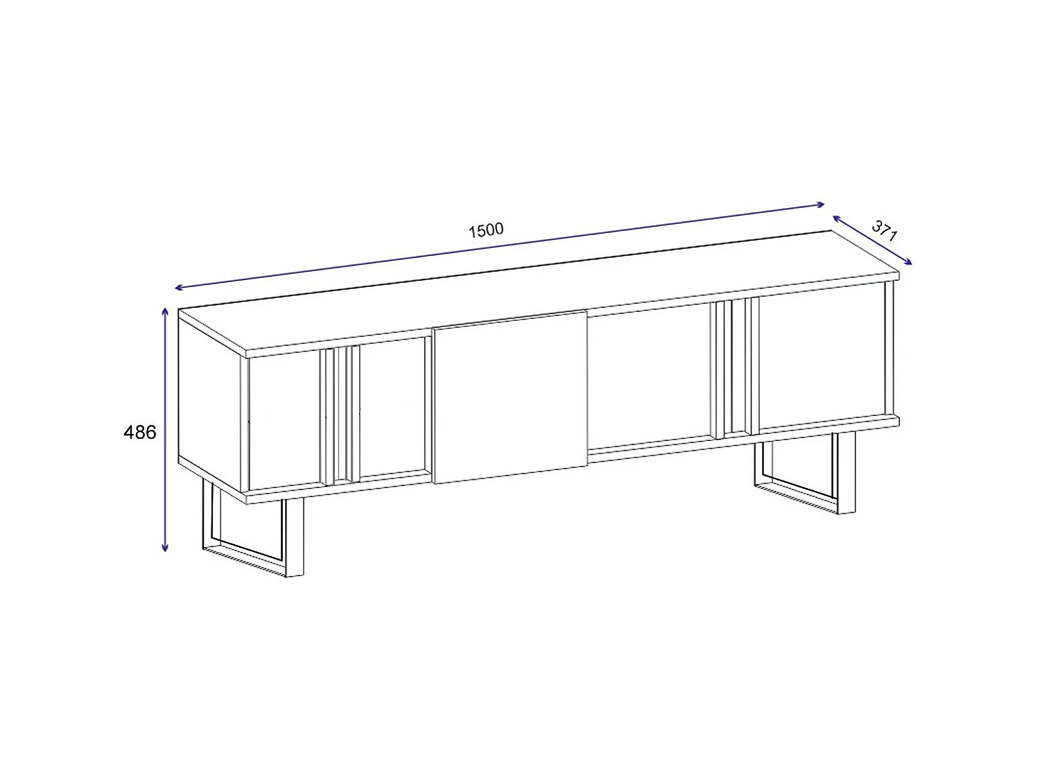 Mesa tv,100% tablero de aglomerado rechapado en melamina, color nogal h.37,1