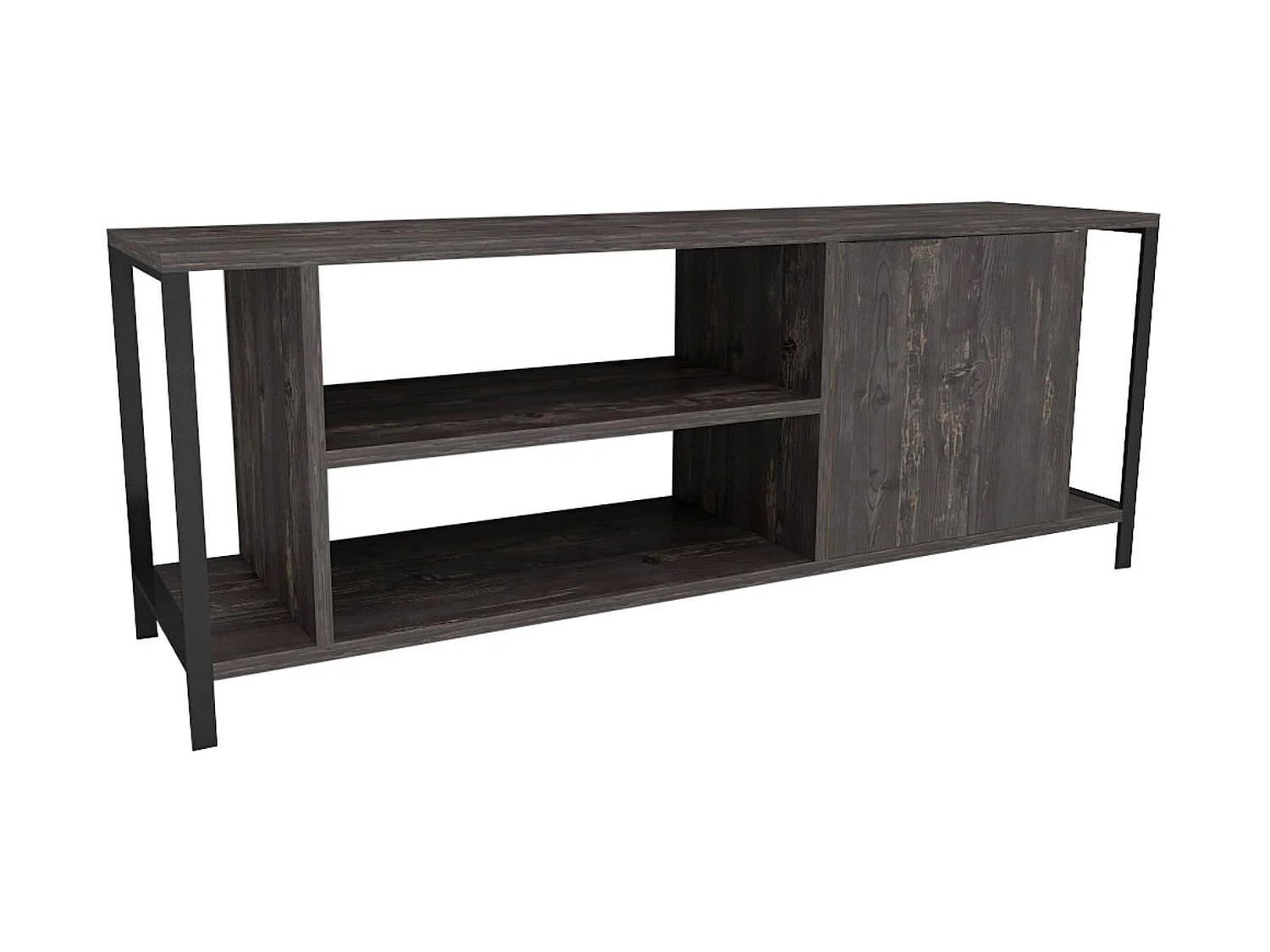 Mesa tv,100% tablero de aglomerado rechapado en melamina, color oscuro  marrón  negro