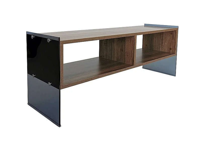 Mesa tv,100% tablero de aglomerado rechapado en melamina, color nogal  humo