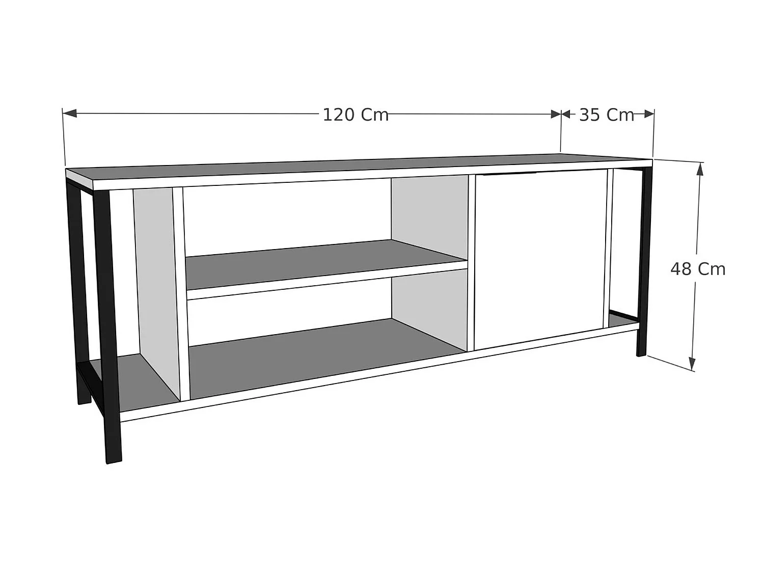 Mesa tv,100% tablero de aglomerado rechapado en melamina, color beyaz  negro