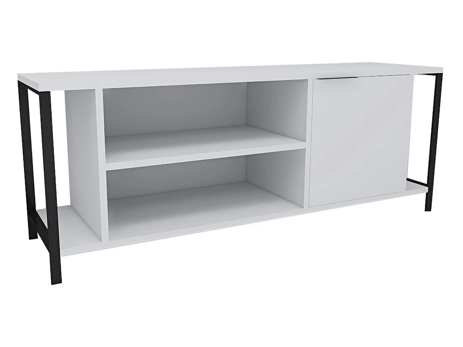 Meuble tv mississipi design 100 % panneau de particules plaqué mélaminé en couleur beyaz noir, 120x54x30cm