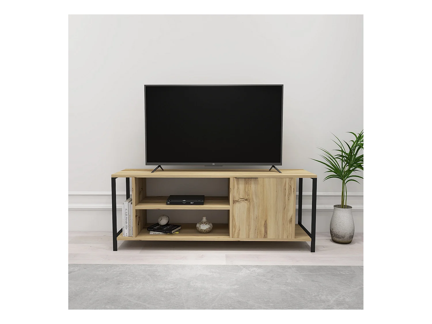 Mesa tv,100% tablero de aglomerado rechapado en melamina, color fieltro   negro