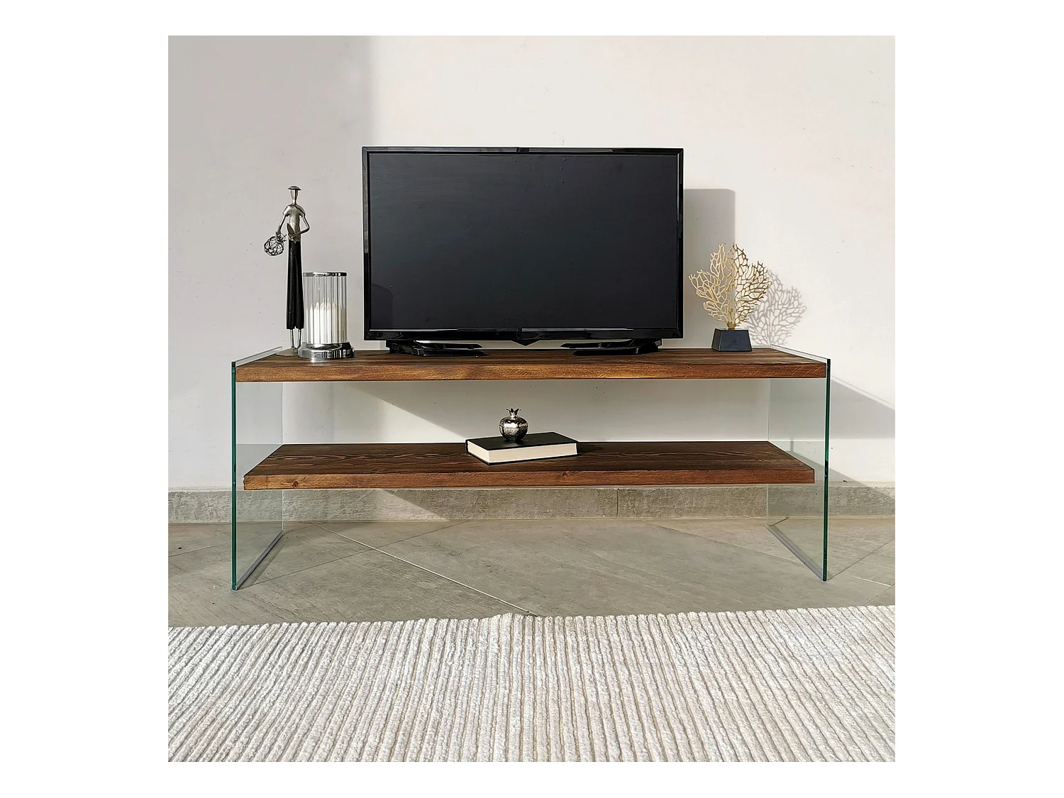 Mesa tv,100% pine solid wood, color nogal