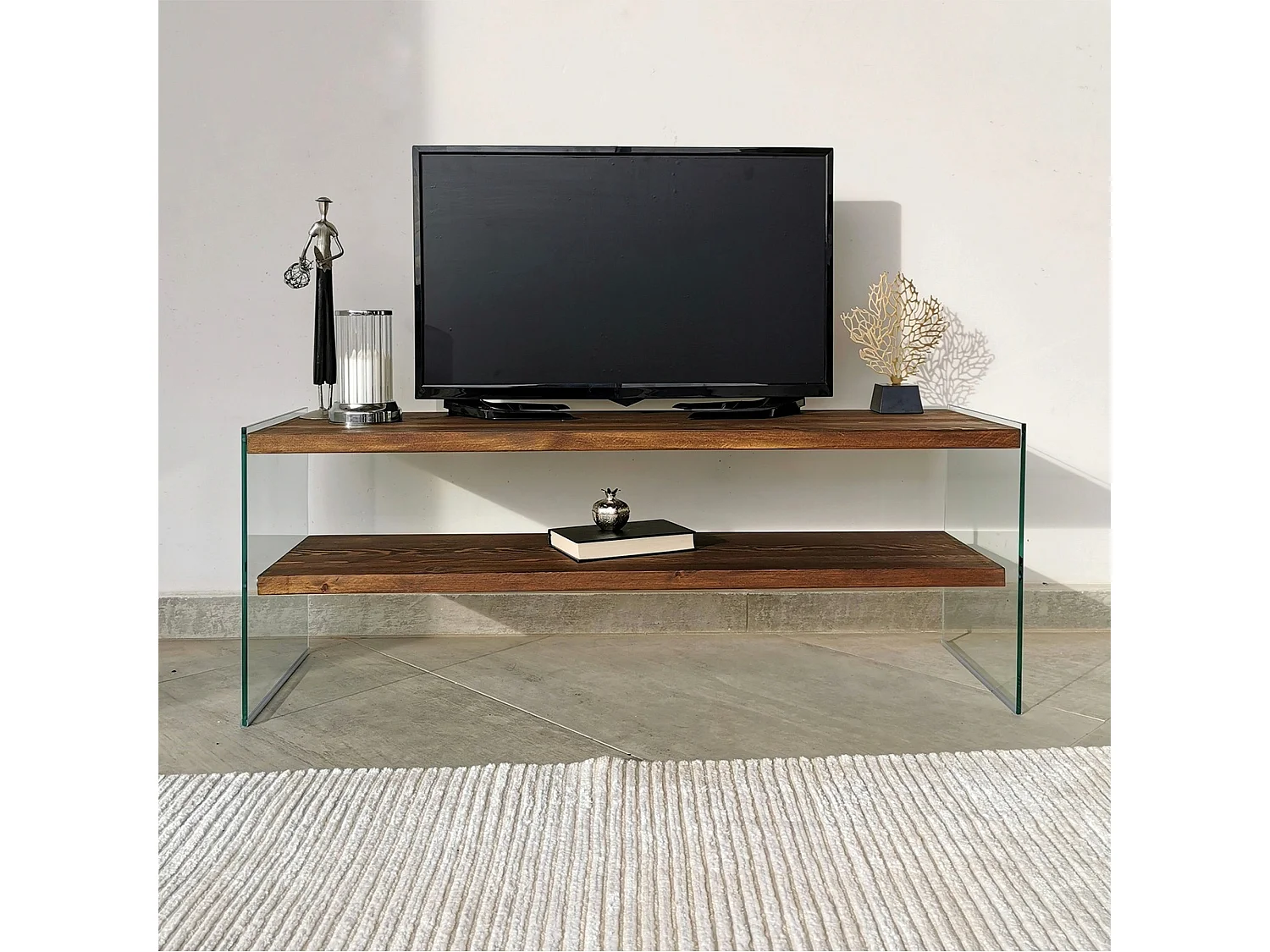 Meuble tv rhin design  en couleur nogal, 120x45x35cm