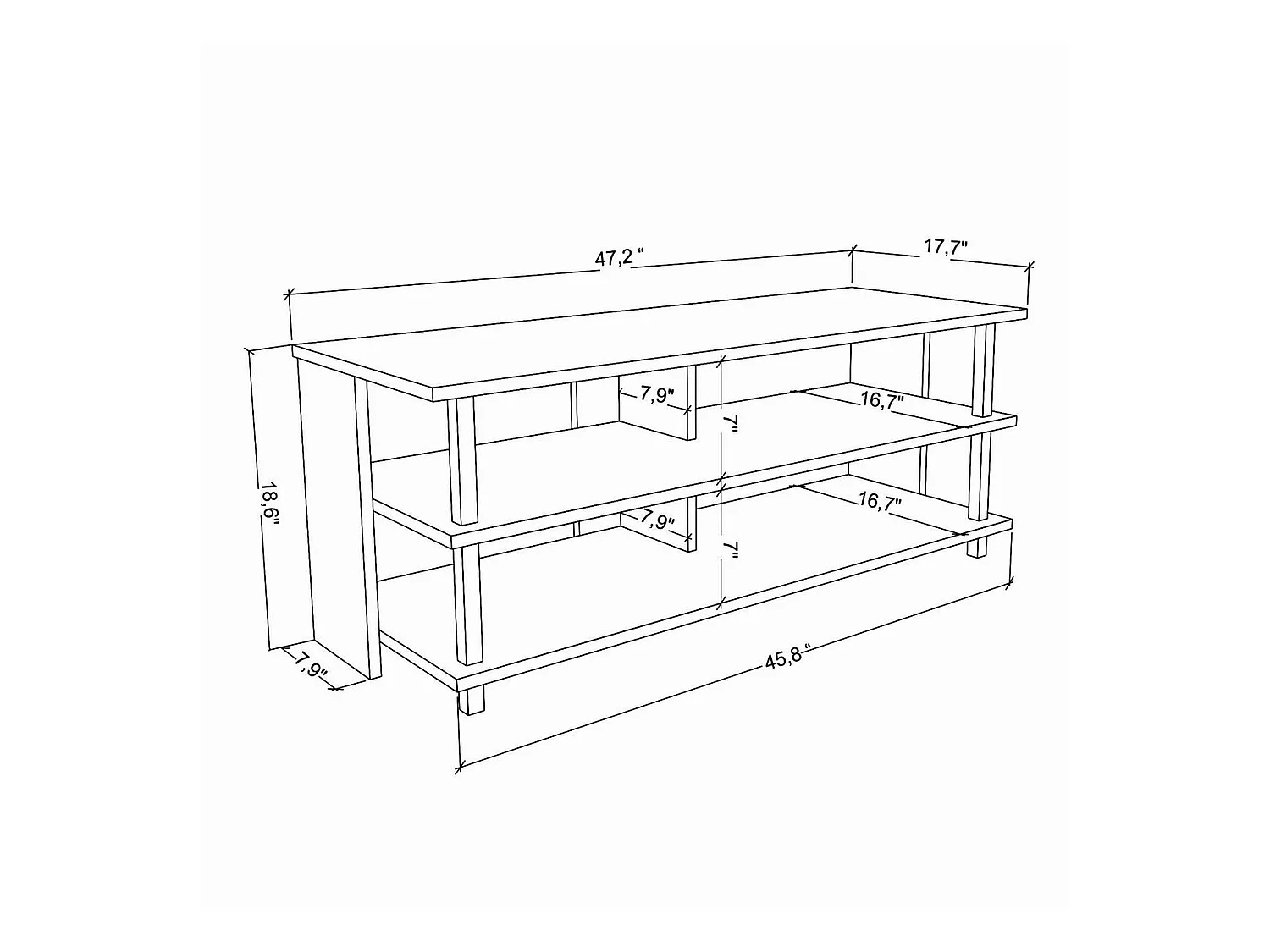 Mesa tv,100% tablero de aglomerado rechapado en melamina, color blanco