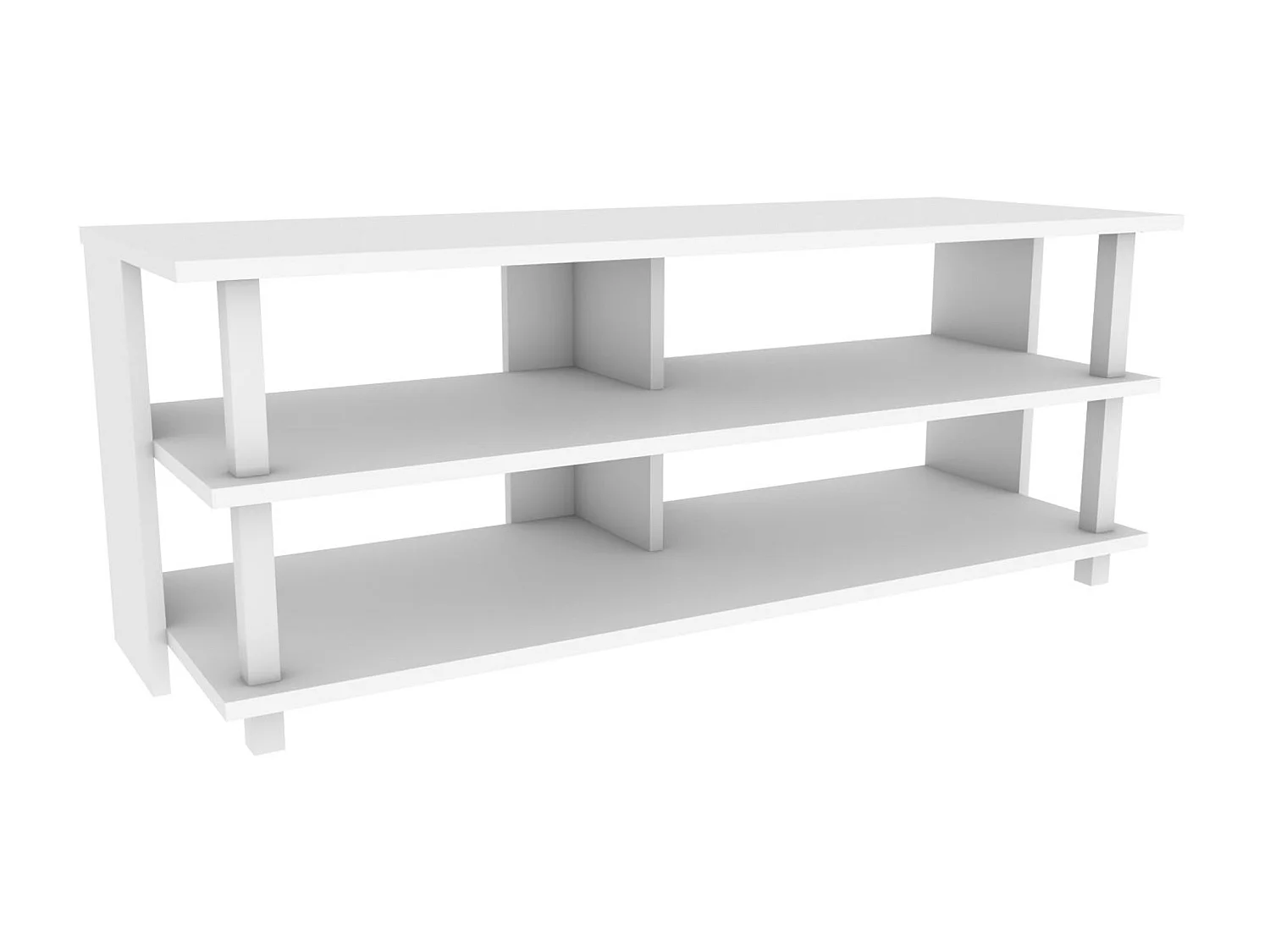 Meuble tv sena design 100 % panneau de particules plaqué mélaminé en couleur blanc120x47,4x44,6cm