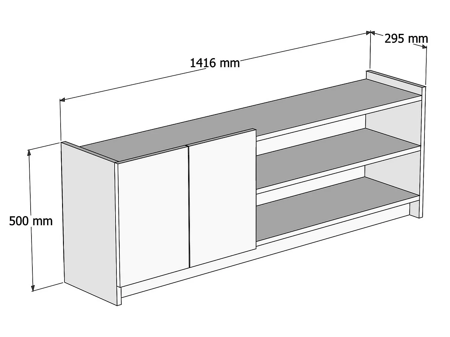 Mesa tv con compartimentos y cajones ,100% tablero de aglomerado rechapado en melamina, color blanco